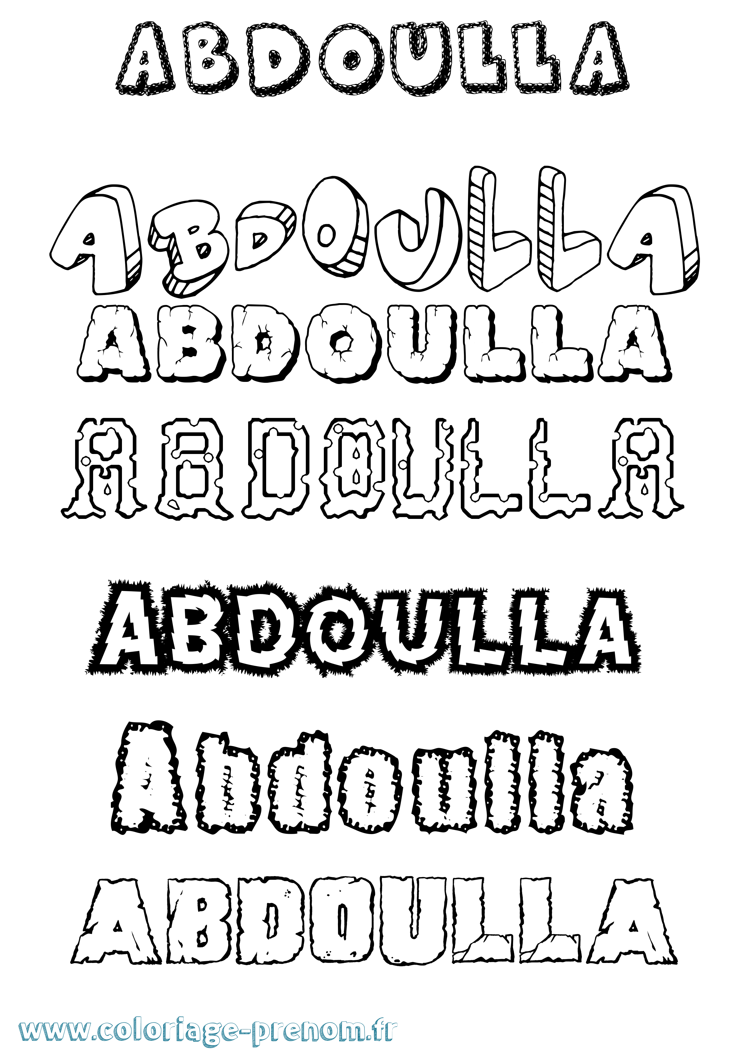 Coloriage prénom Abdoulla Destructuré