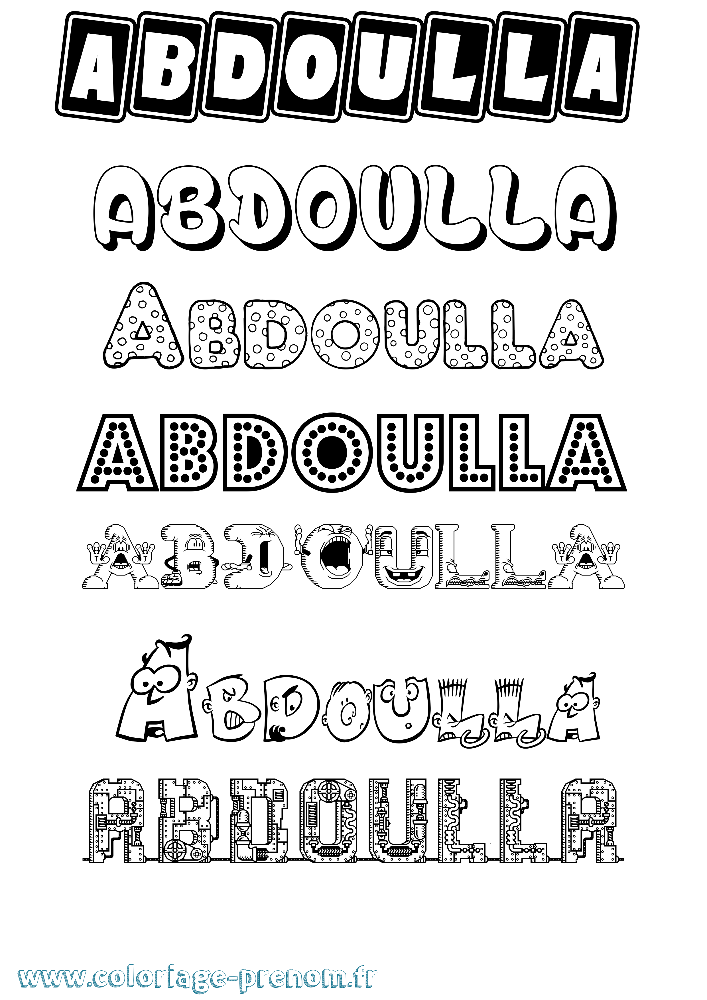 Coloriage prénom Abdoulla Fun