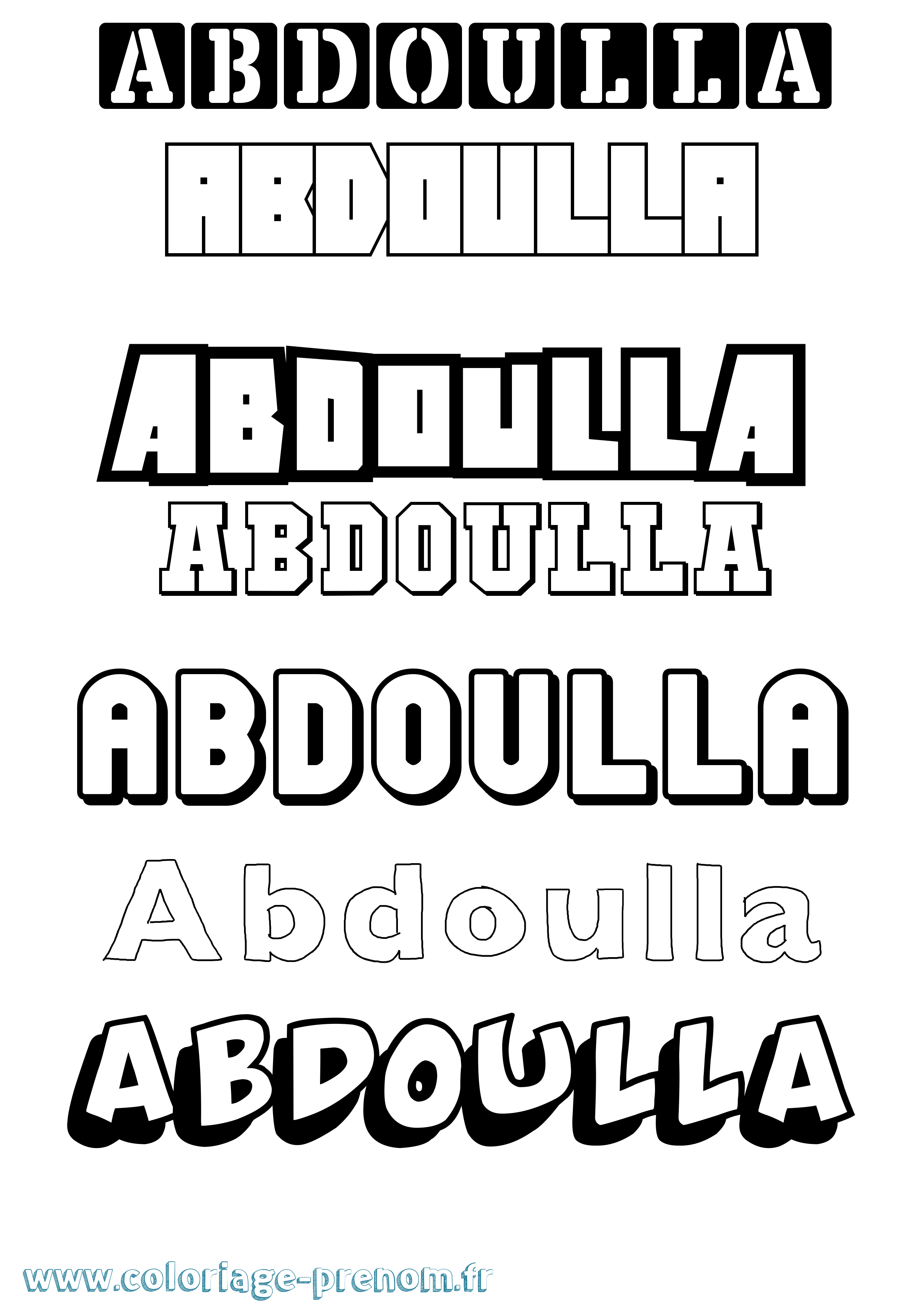 Coloriage prénom Abdoulla Simple
