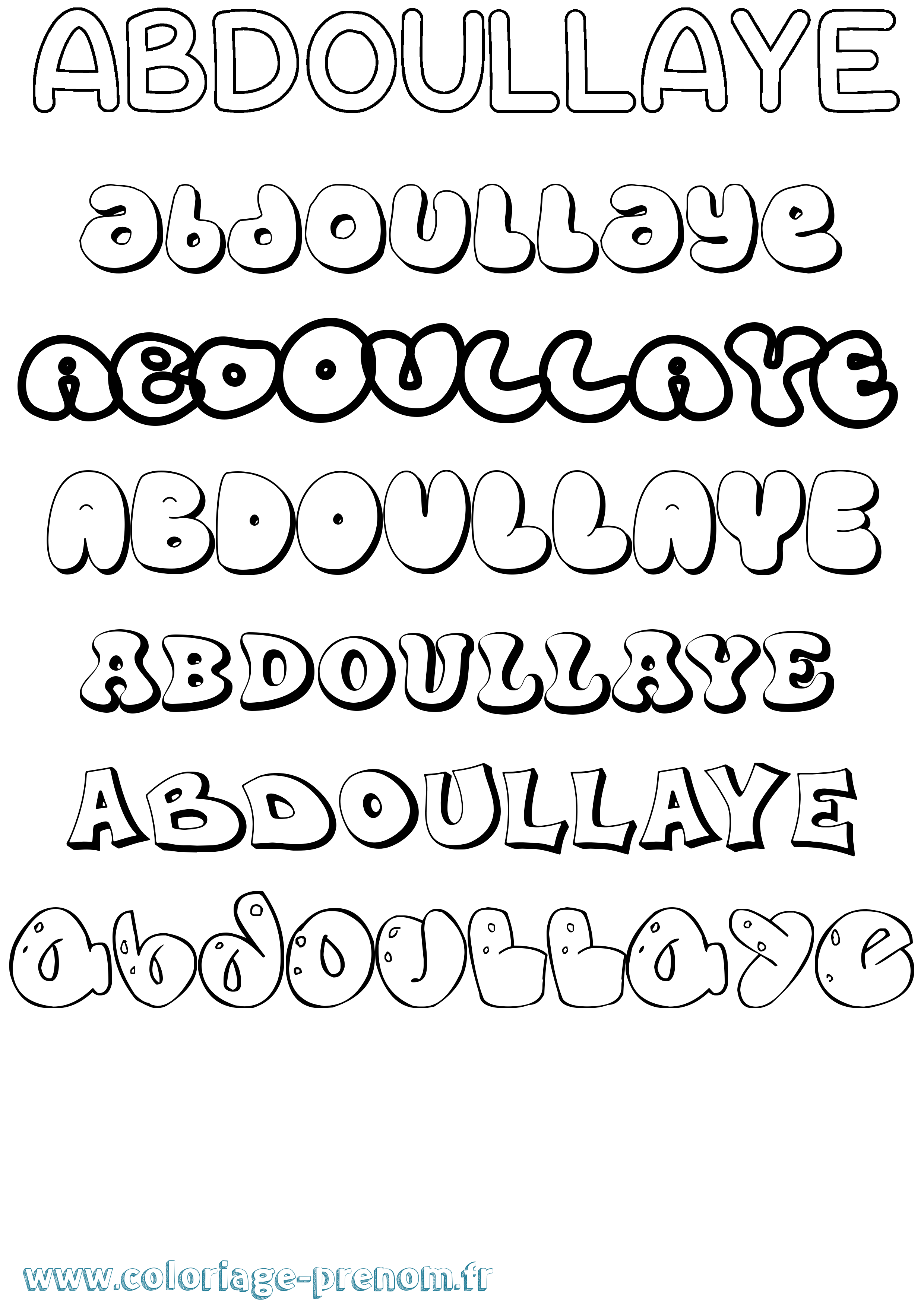 Coloriage Abdoullaye Bubble Coloriage prénom Abdoullaye Bubble
