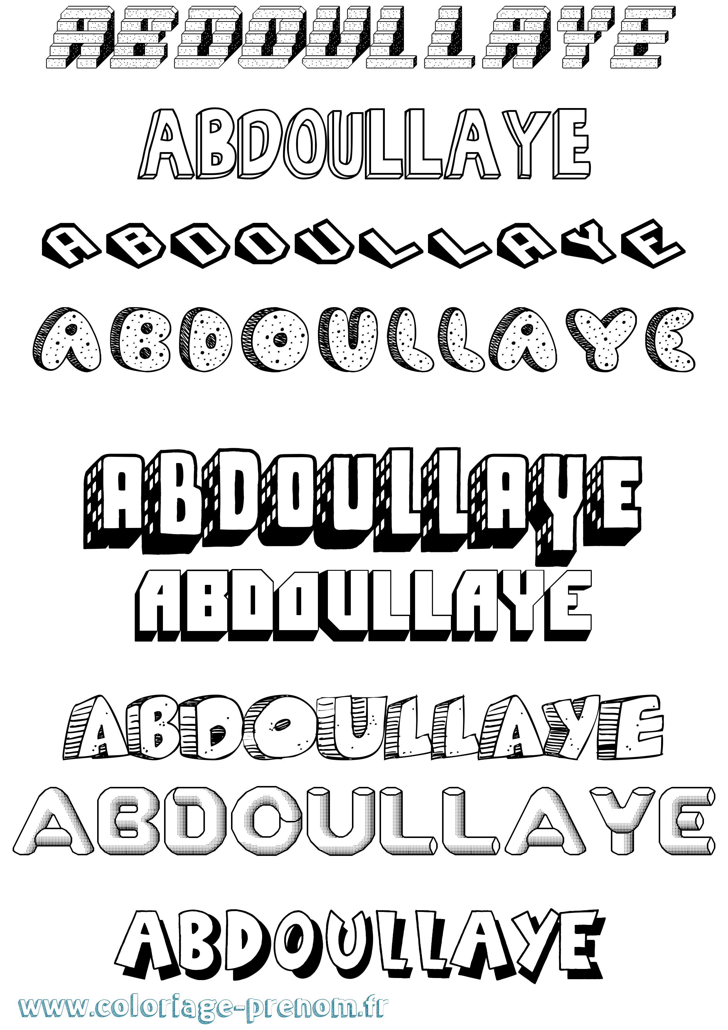 Coloriage Abdoullaye Effet 3D Coloriage prénom Abdoullaye Effet 3D