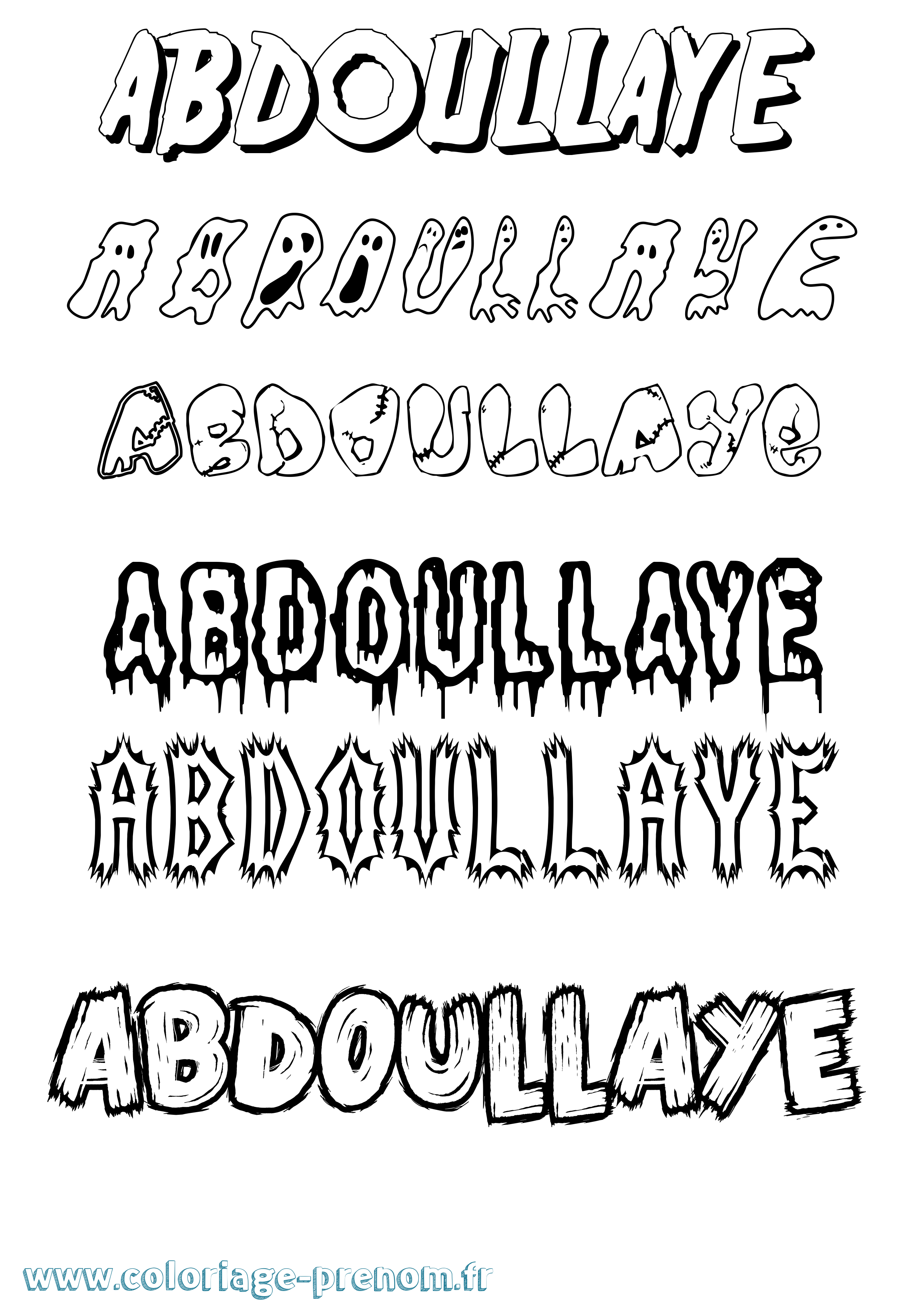 Coloriage Abdoullaye Frisson Coloriage prénom Abdoullaye Frisson