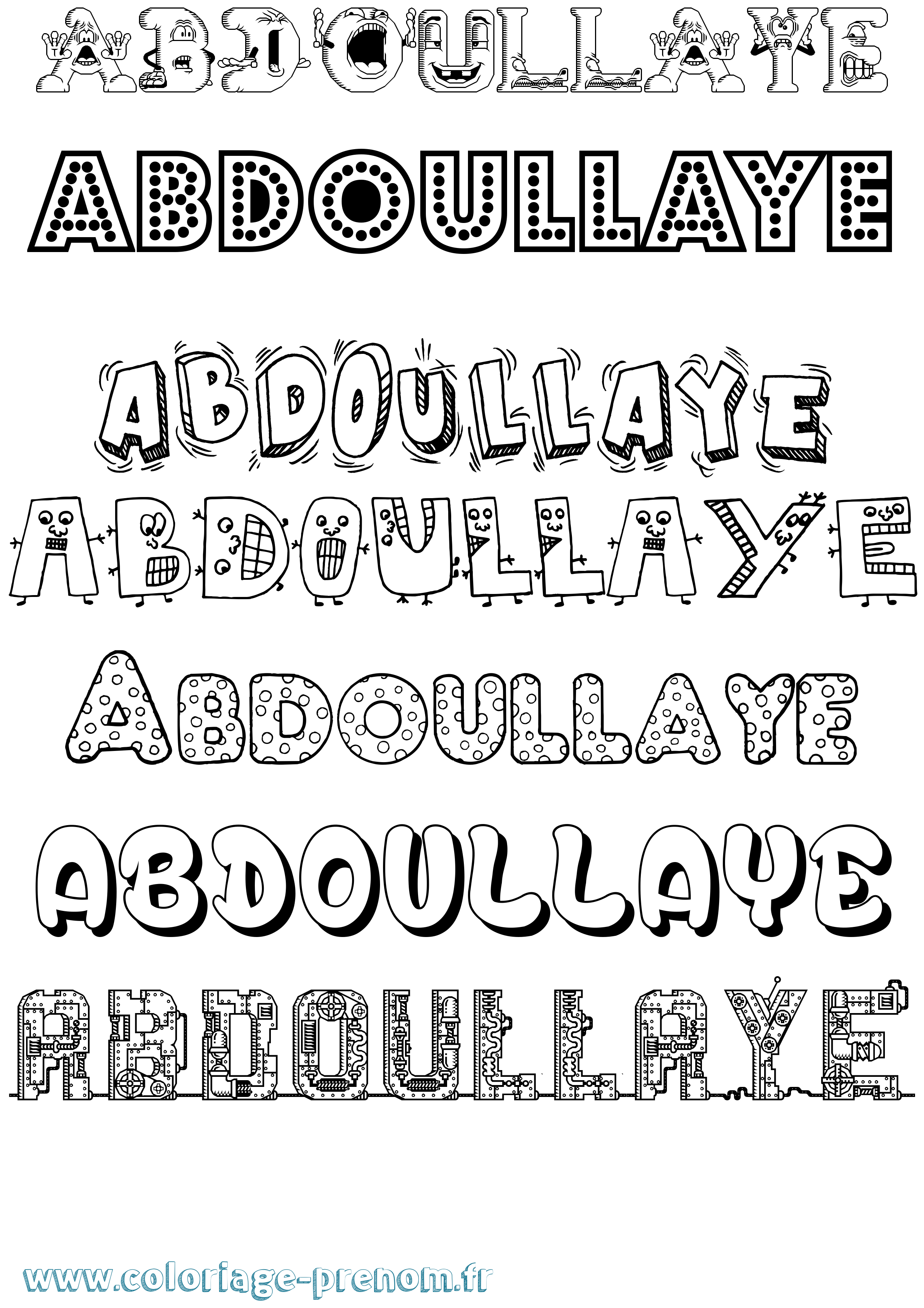 Coloriage prénom Abdoullaye Fun