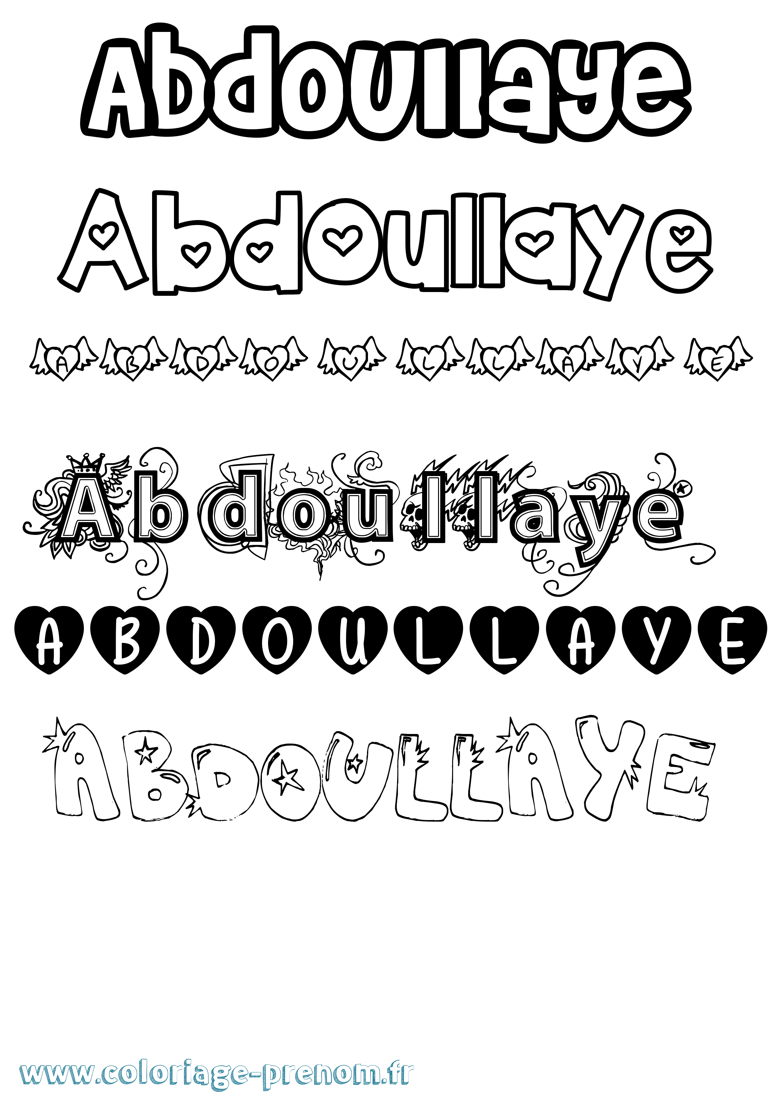 Coloriage prénom Abdoullaye Girly