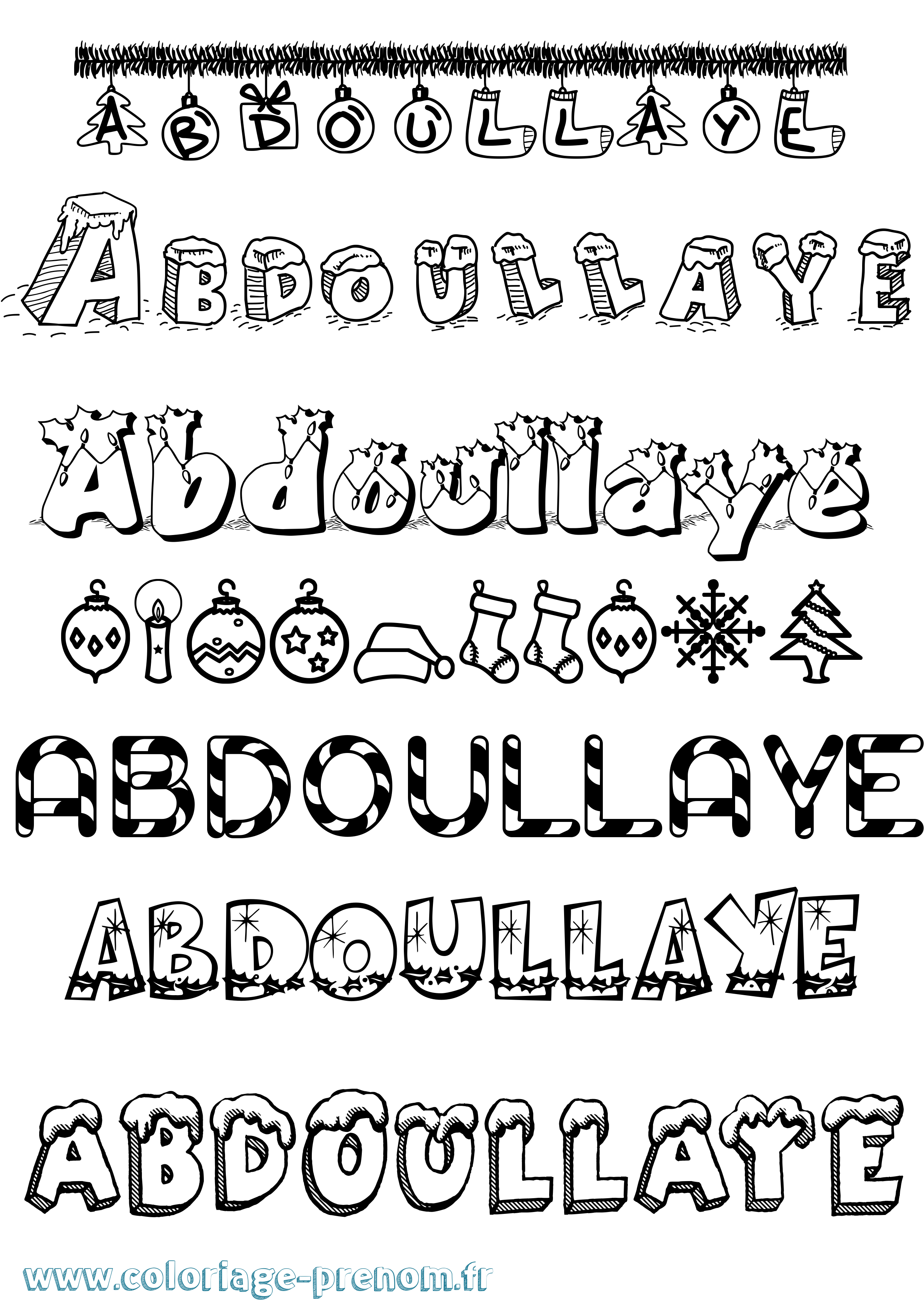 Coloriage Abdoullaye Noël Coloriage prénom Abdoullaye Noël