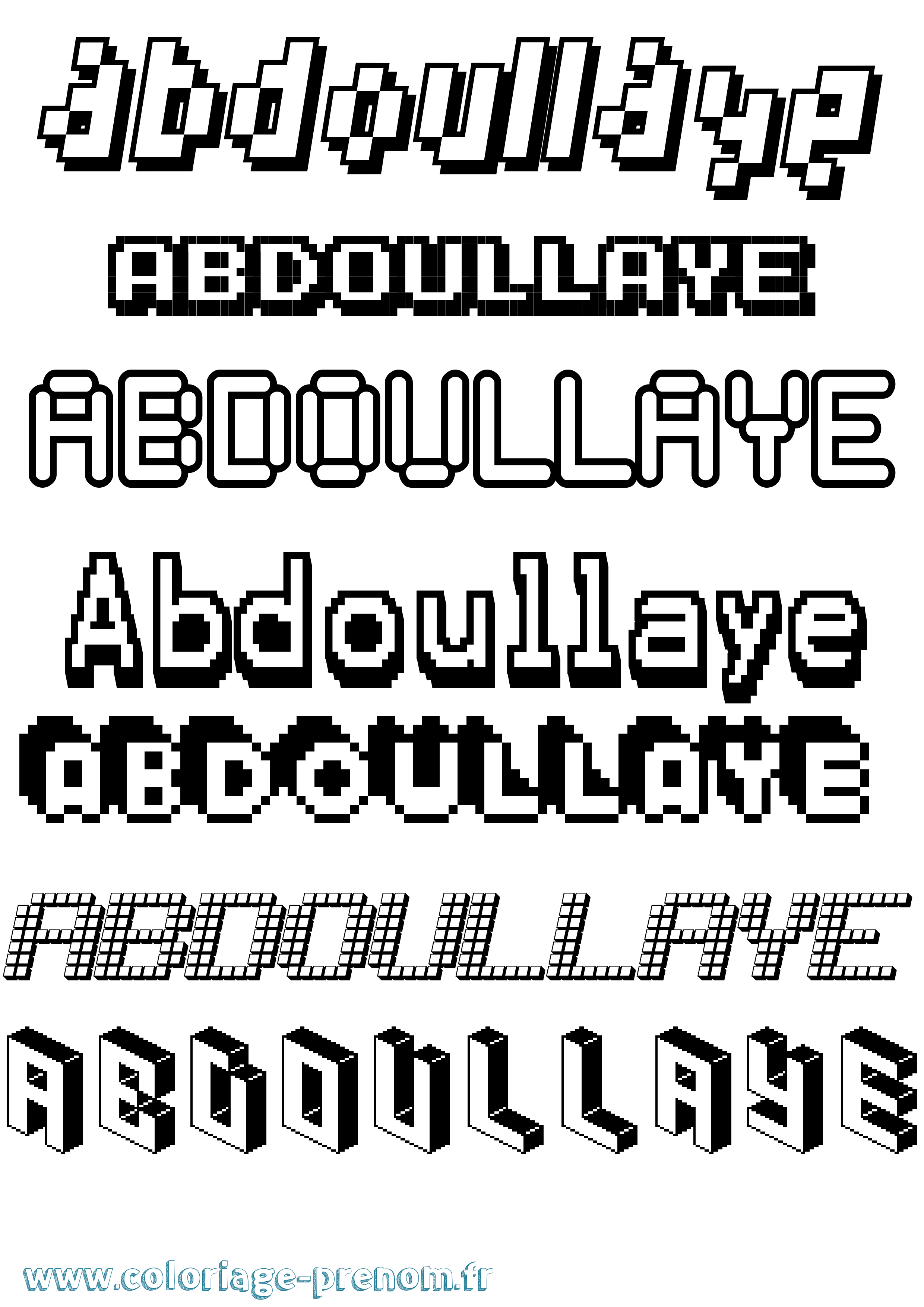Coloriage prénom Abdoullaye Pixel