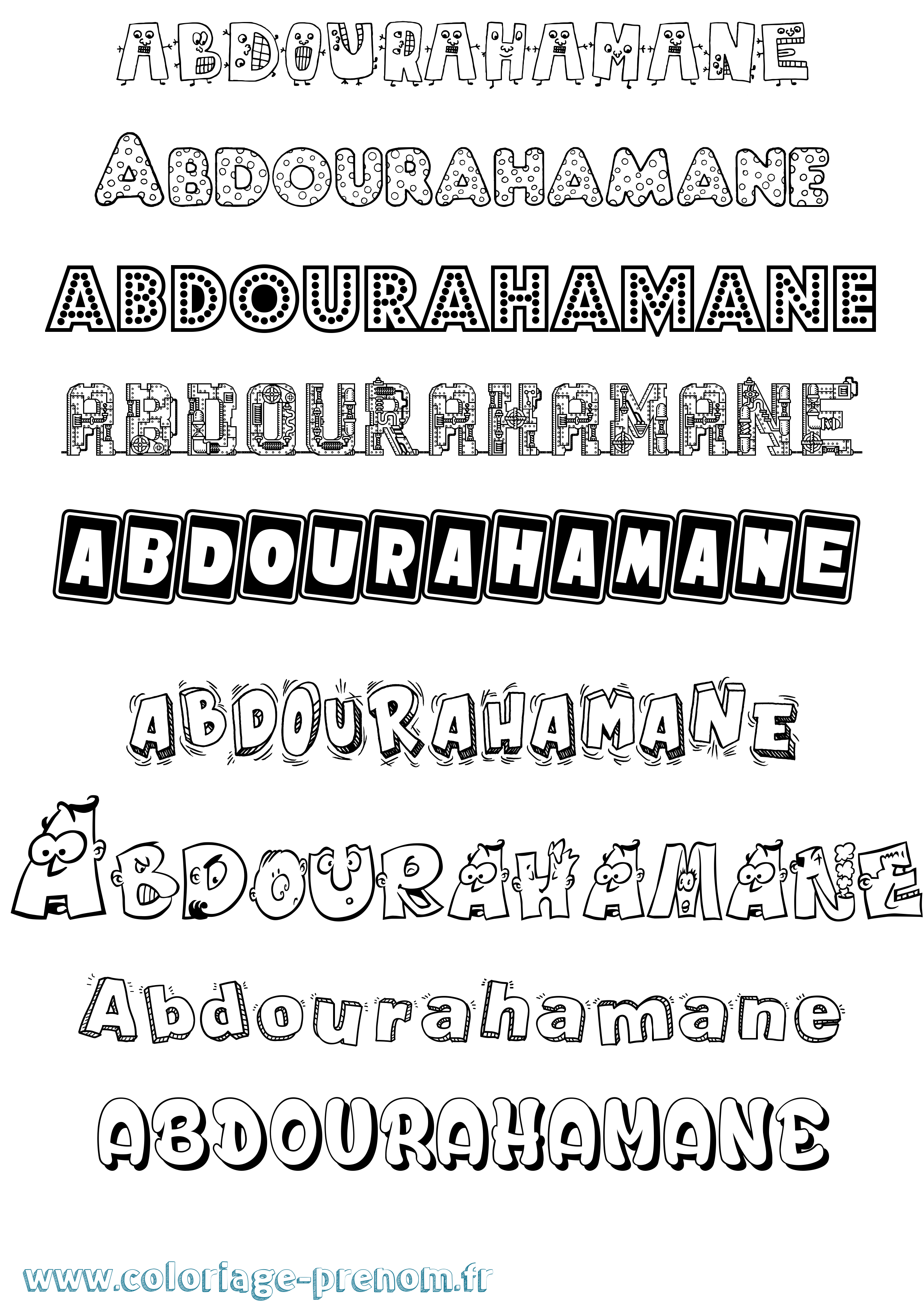 Coloriage prénom Abdourahamane Fun