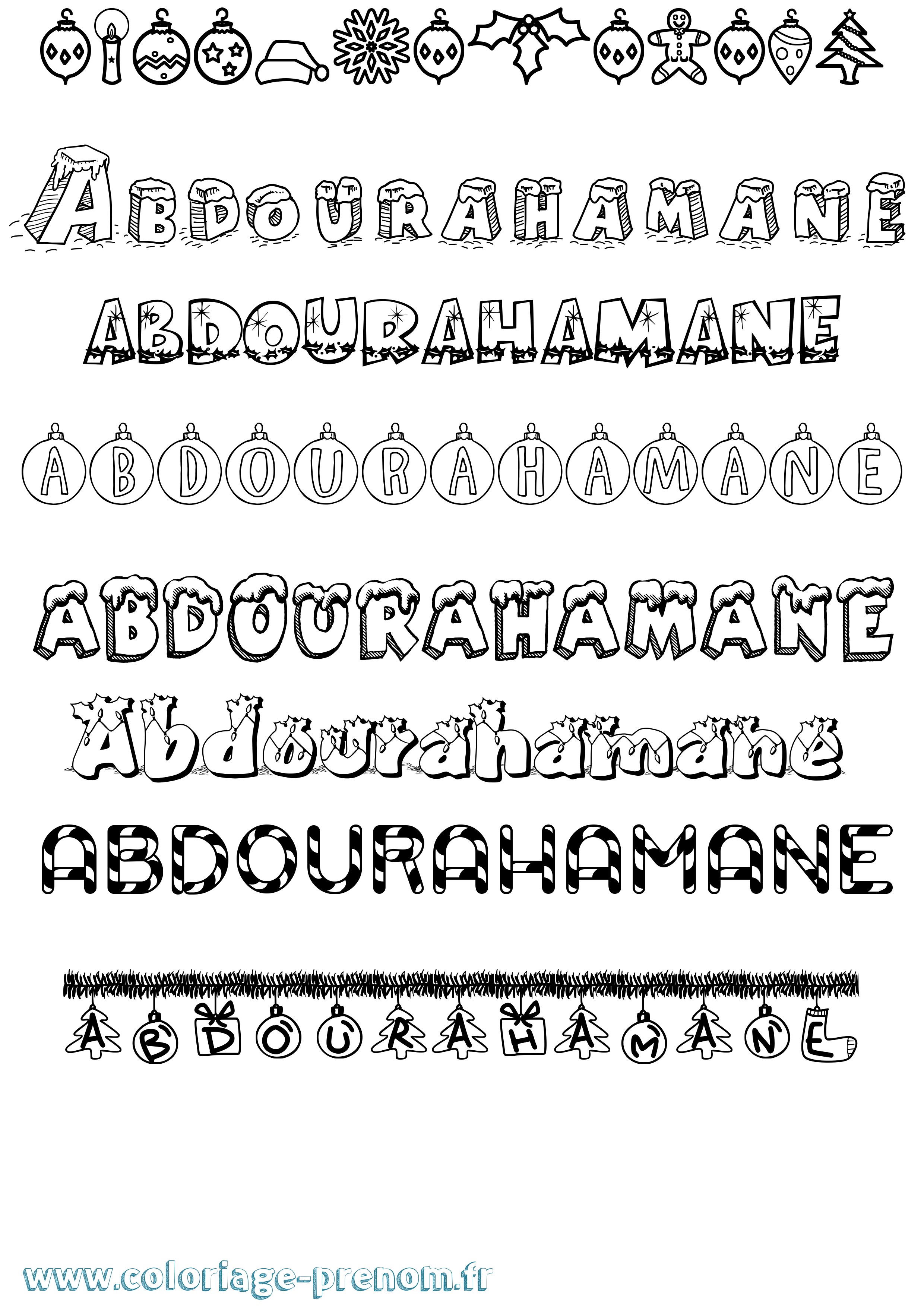 Coloriage Abdourahamane Noël Coloriage prénom Abdourahamane Noël
