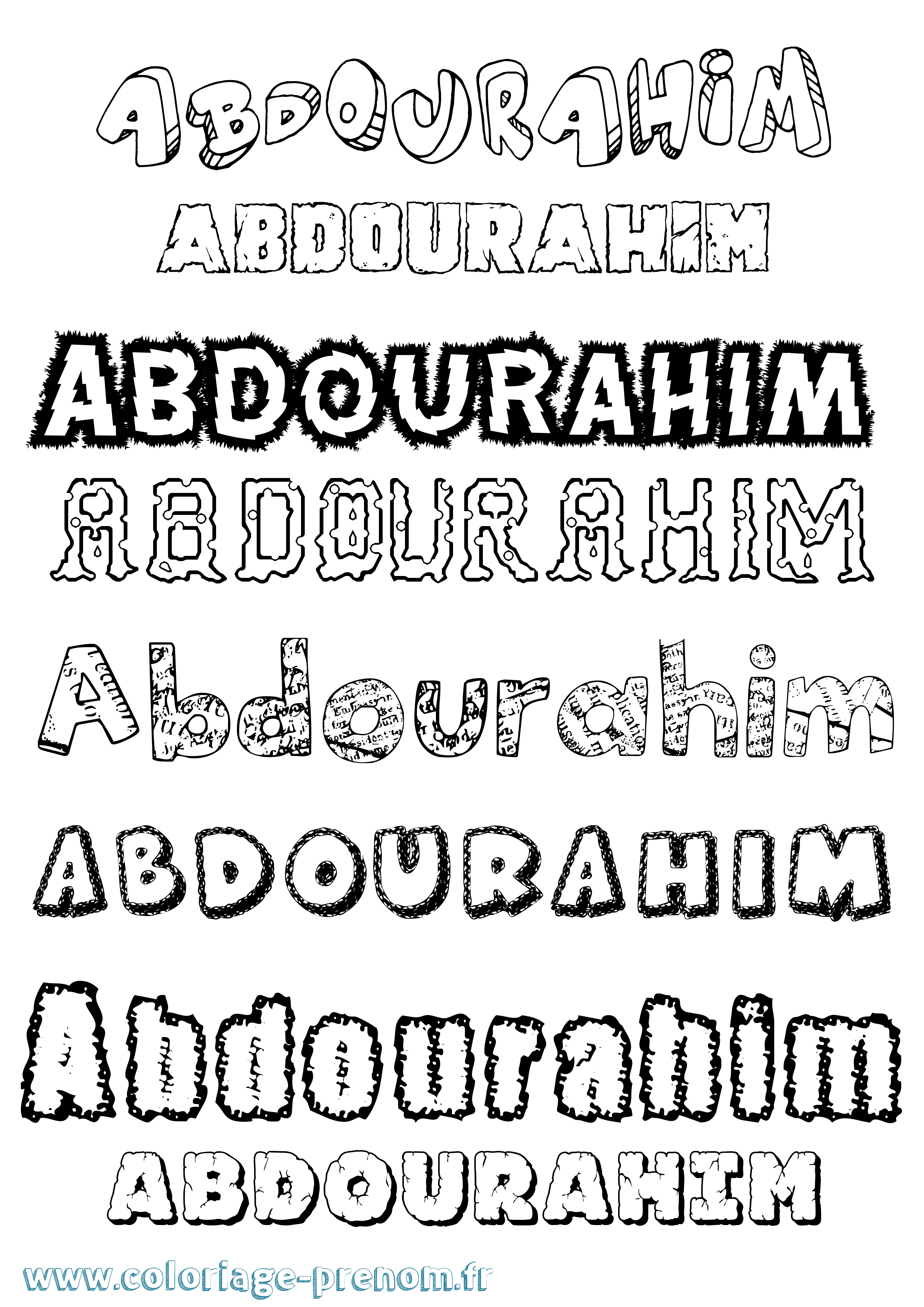 Coloriage prénom Abdourahim Destructuré