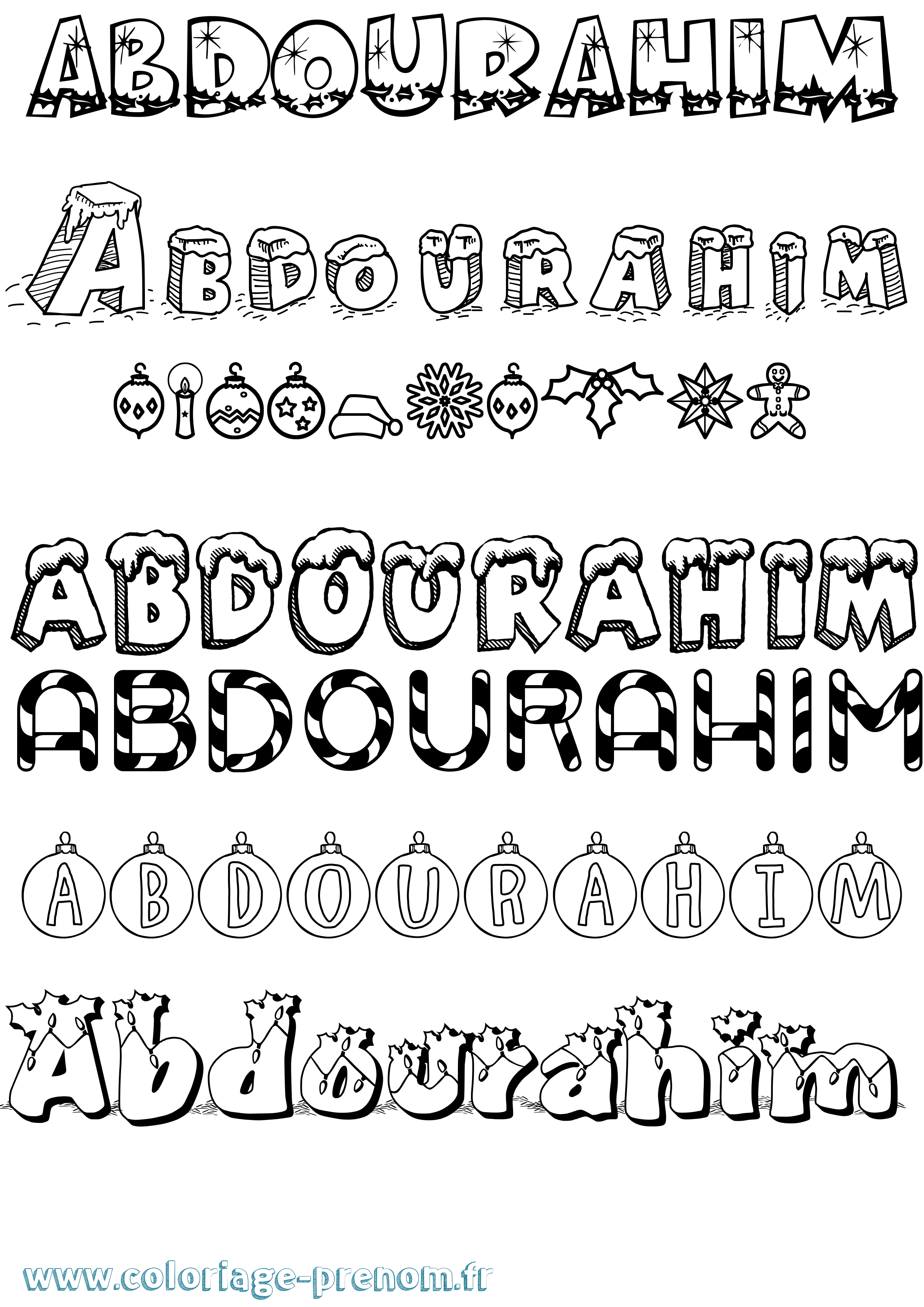 Coloriage prénom Abdourahim Noël