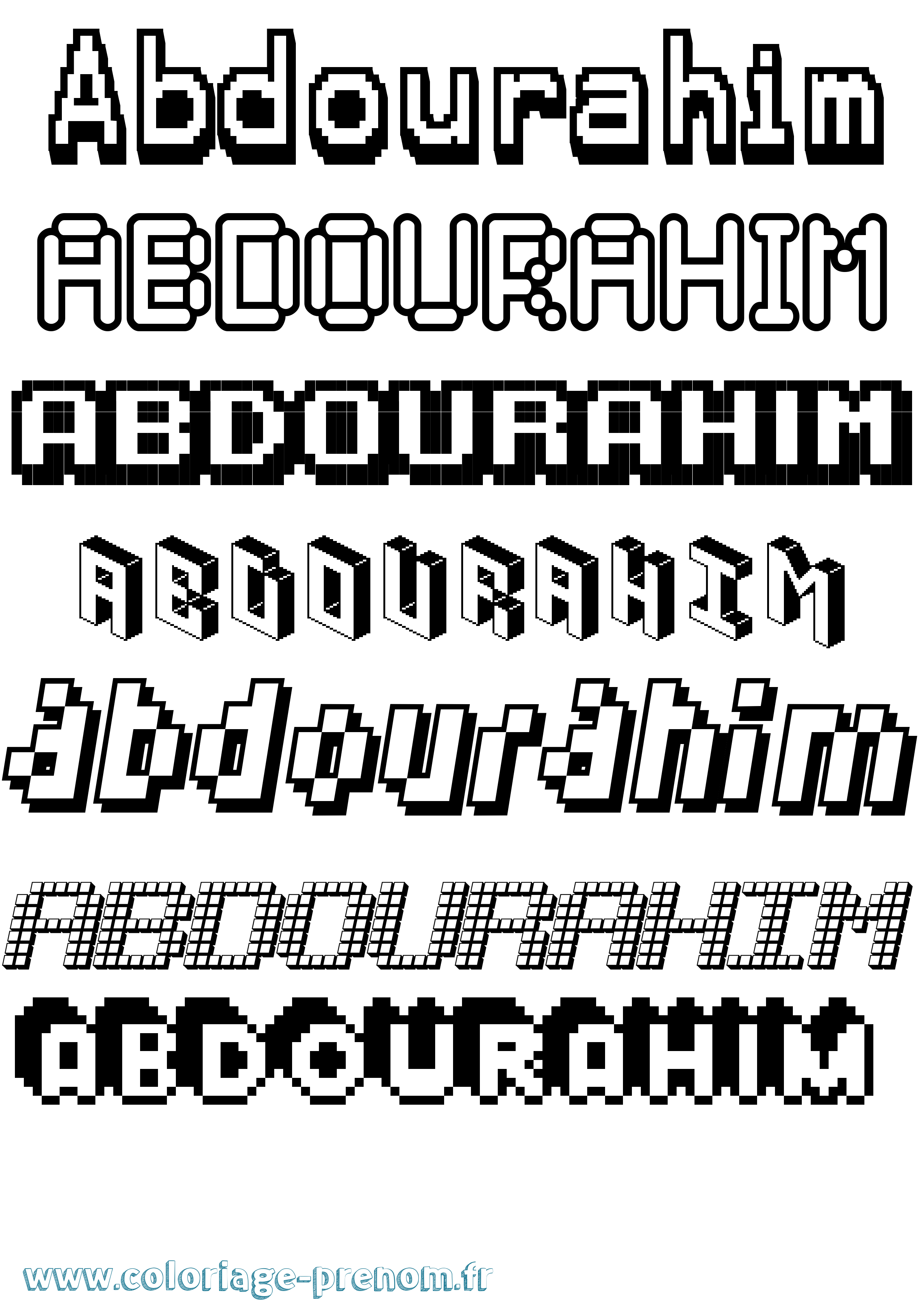 Coloriage prénom Abdourahim Pixel