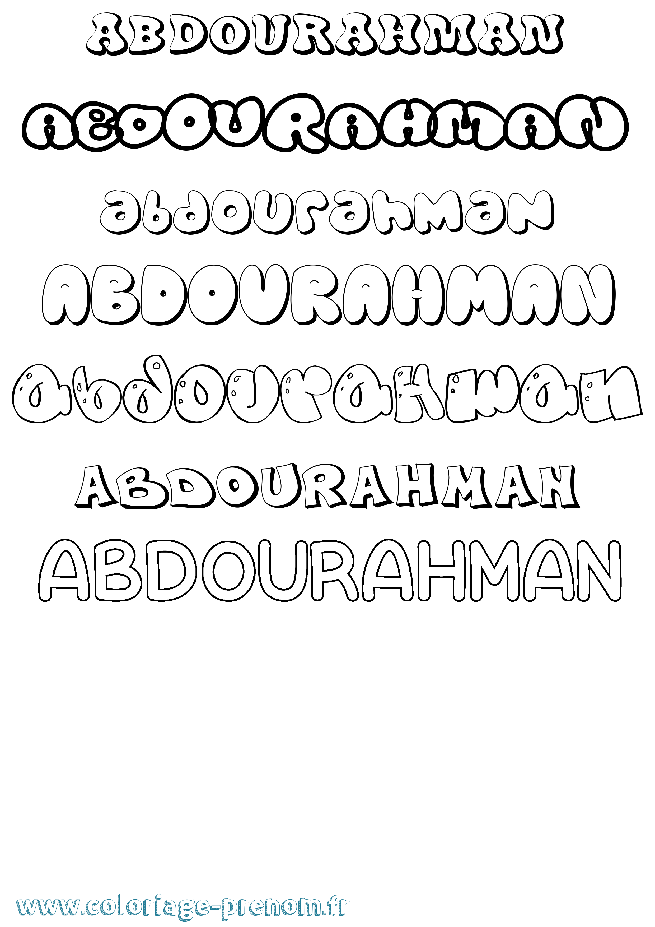 Coloriage Abdourahman Bubble Coloriage prénom Abdourahman Bubble