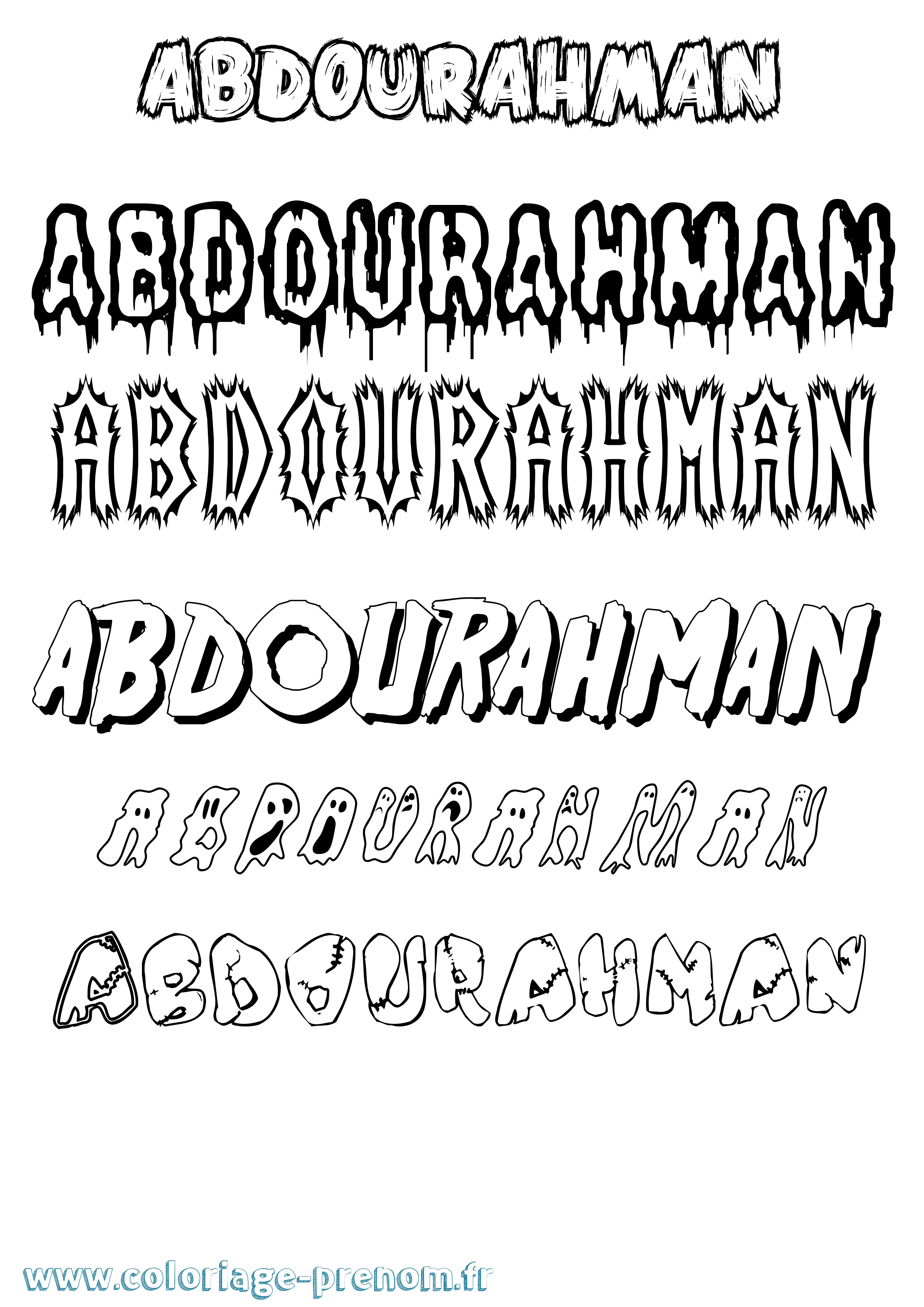 Coloriage prénom Abdourahman Frisson