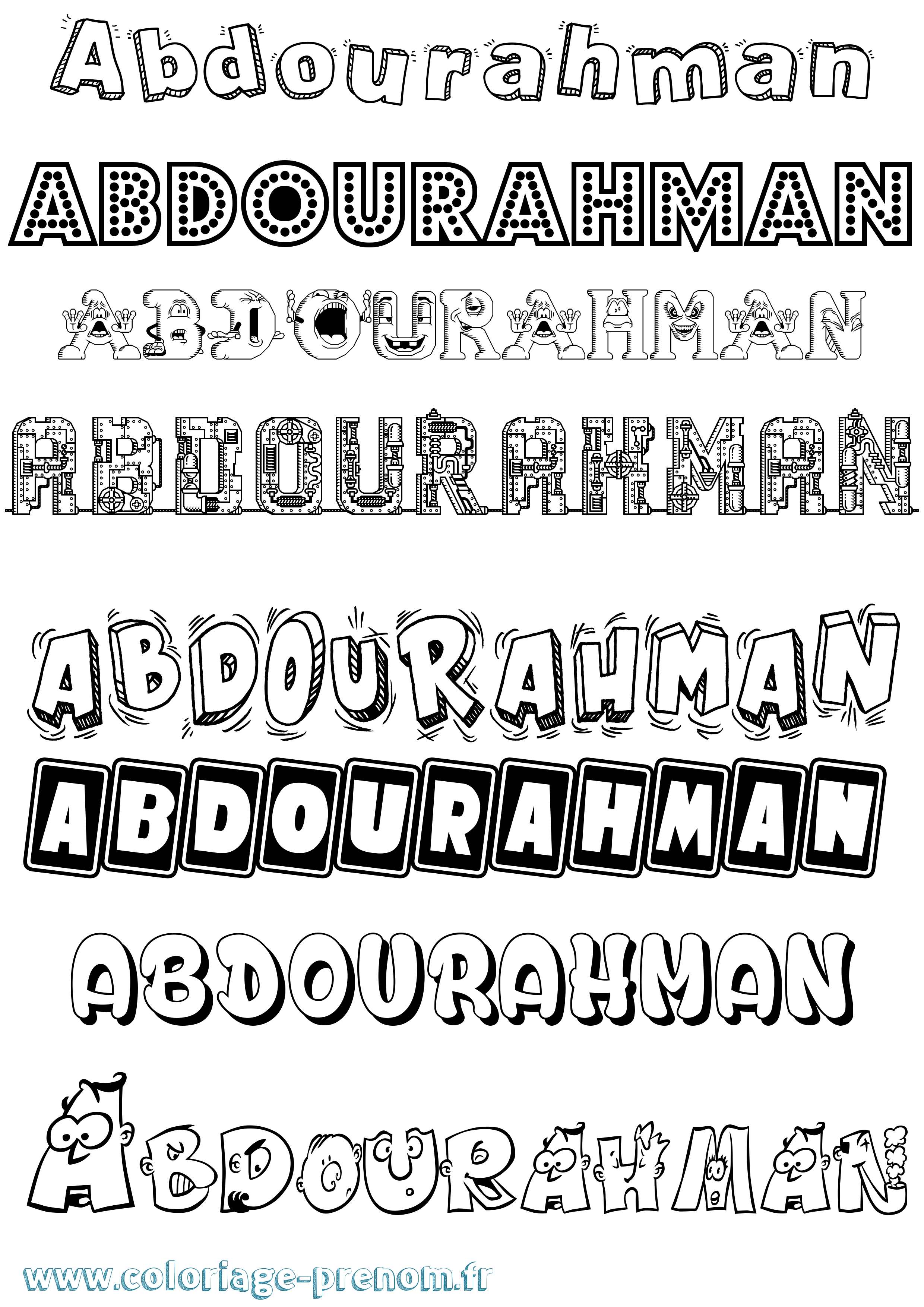 Coloriage prénom Abdourahman Fun