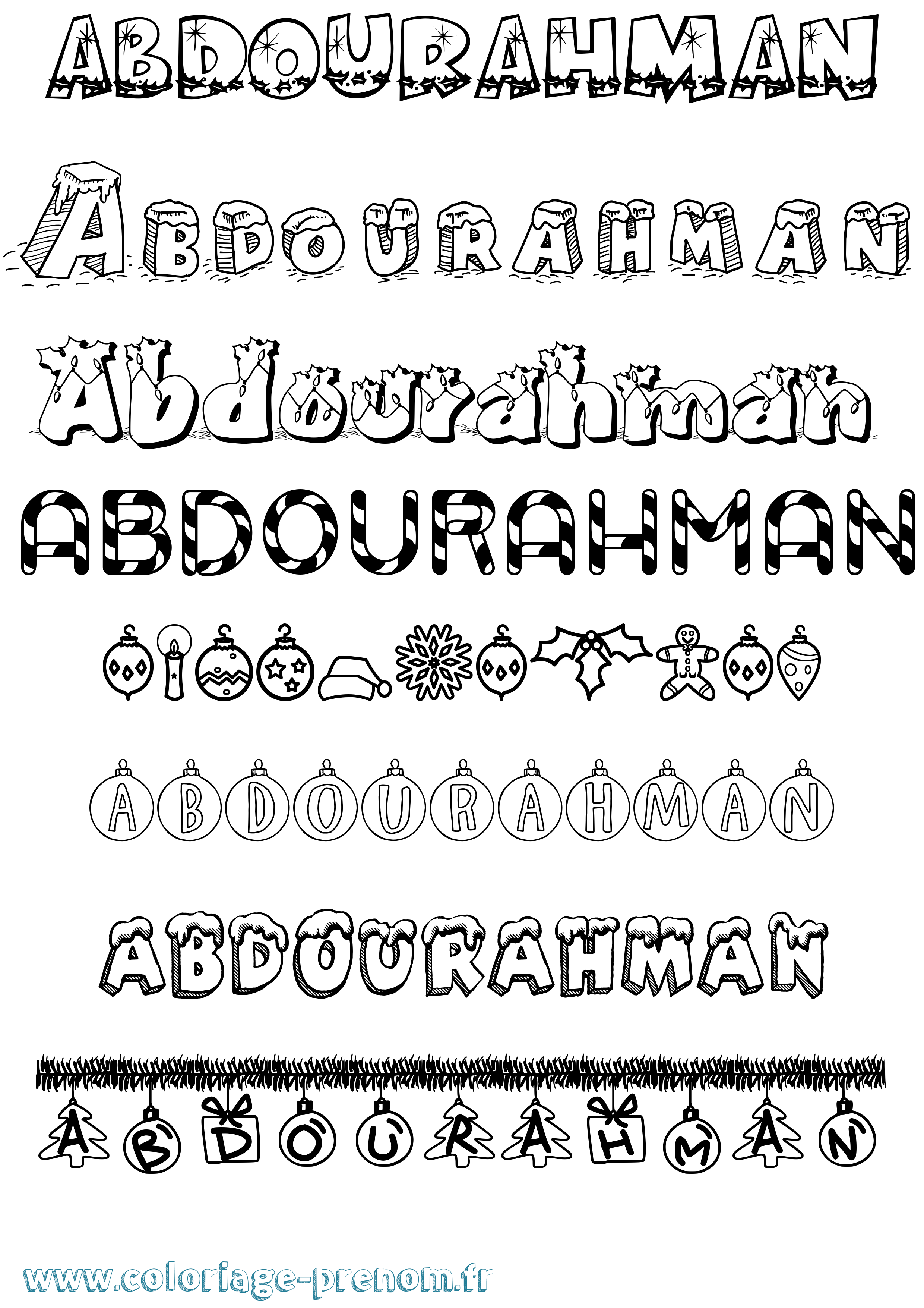 Coloriage prénom Abdourahman Noël