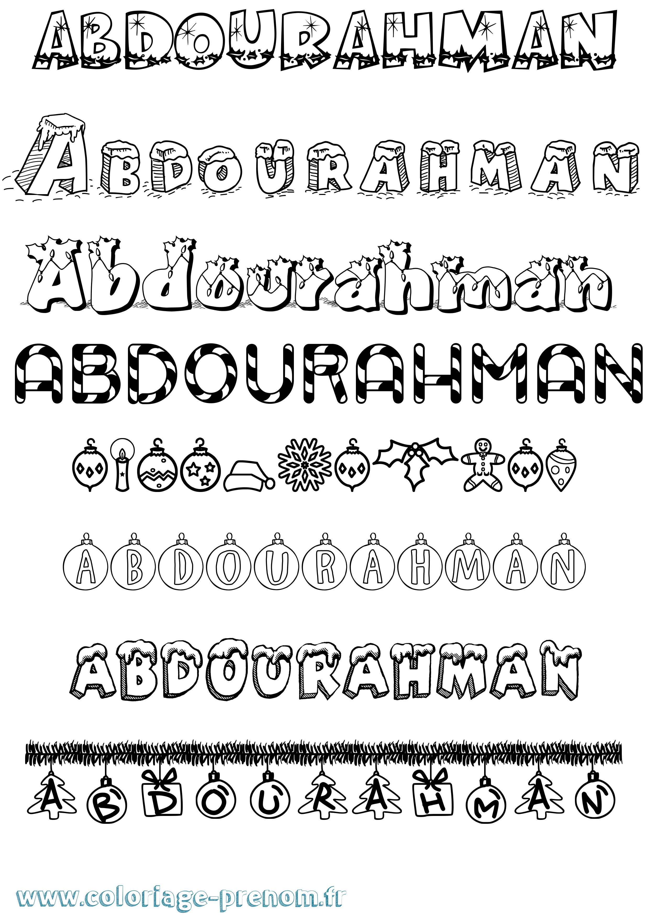 Coloriage Abdourahman Noël Coloriage prénom Abdourahman Noël