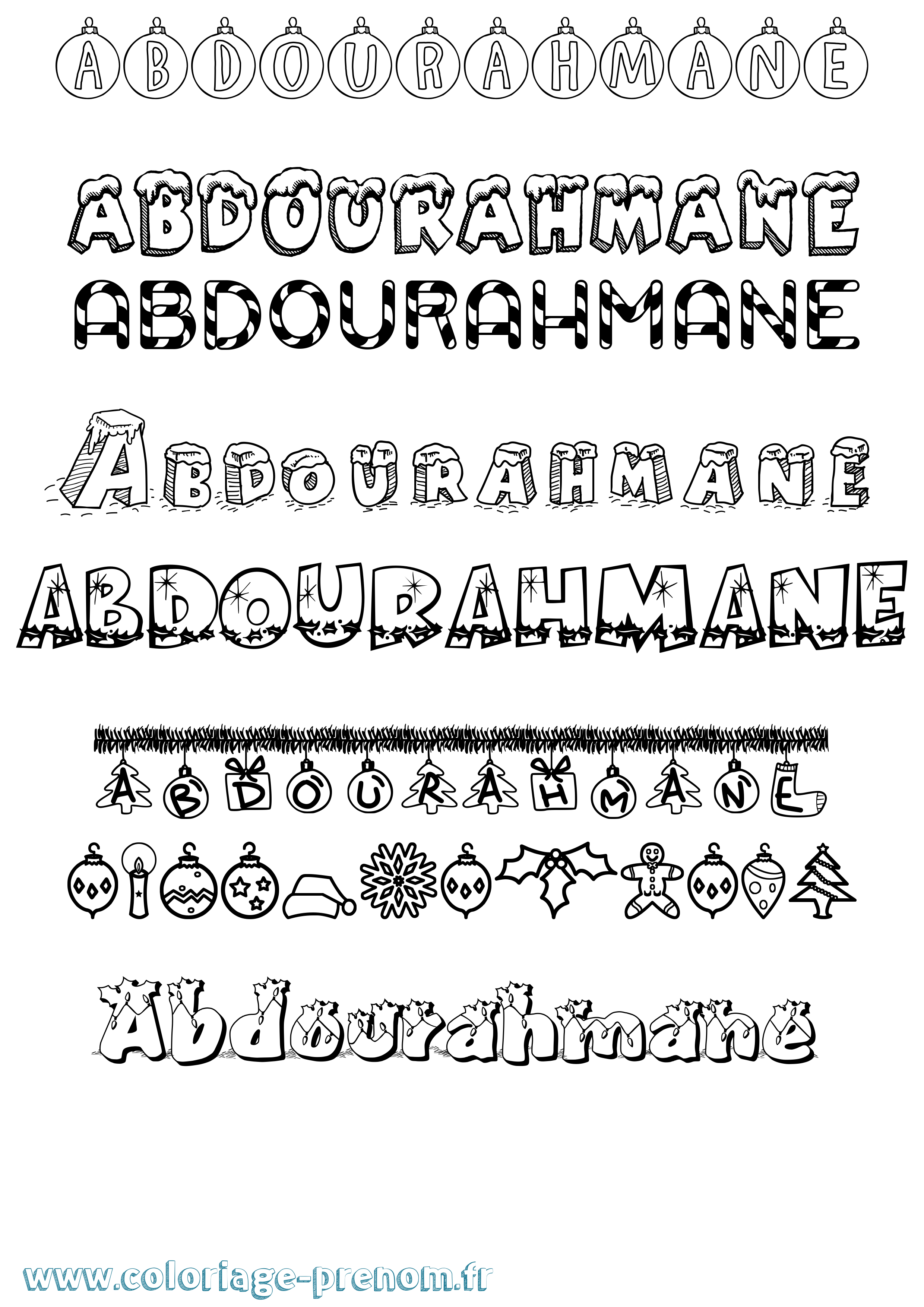 Coloriage prénom Abdourahmane Noël