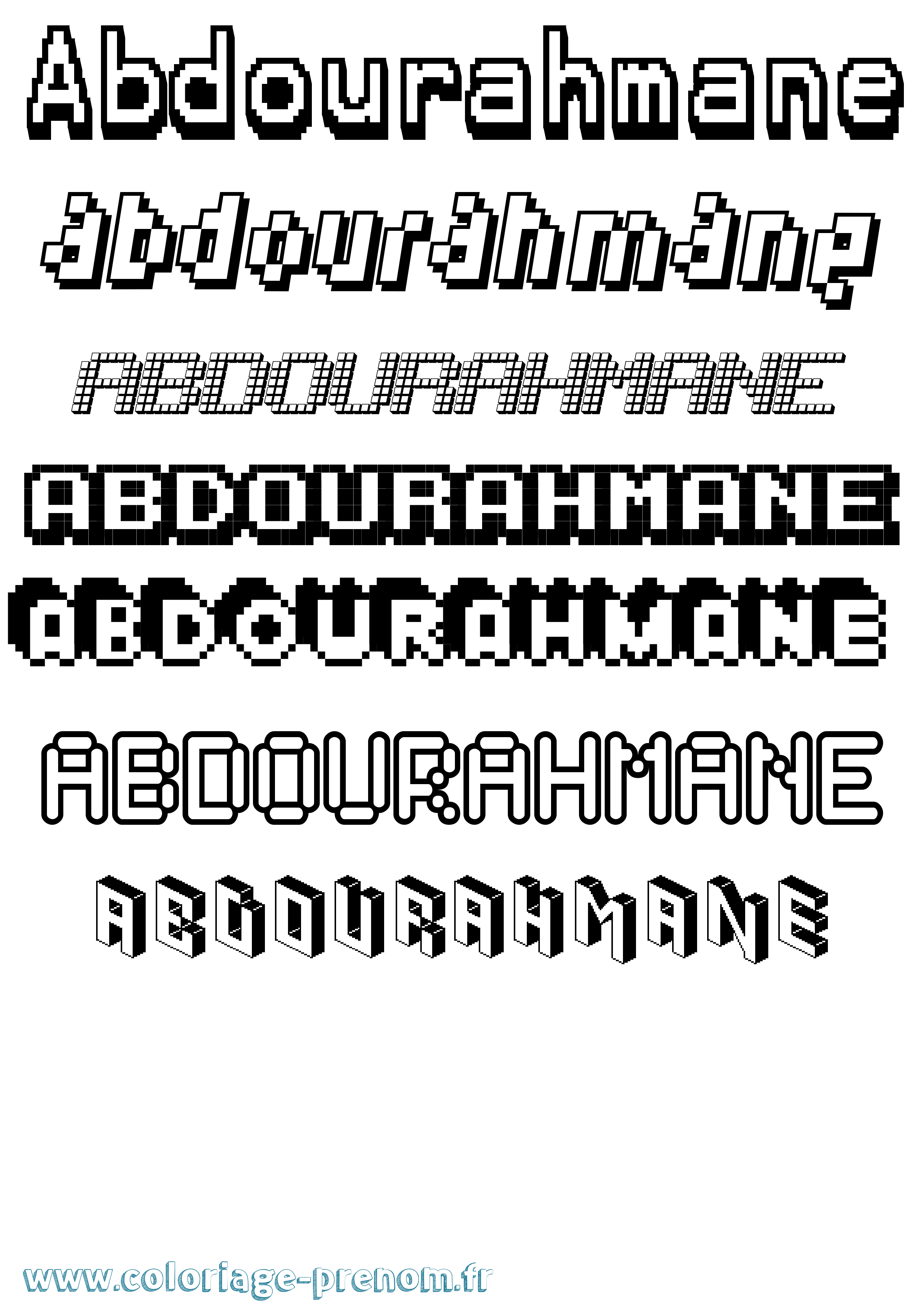 Coloriage prénom Abdourahmane Pixel
