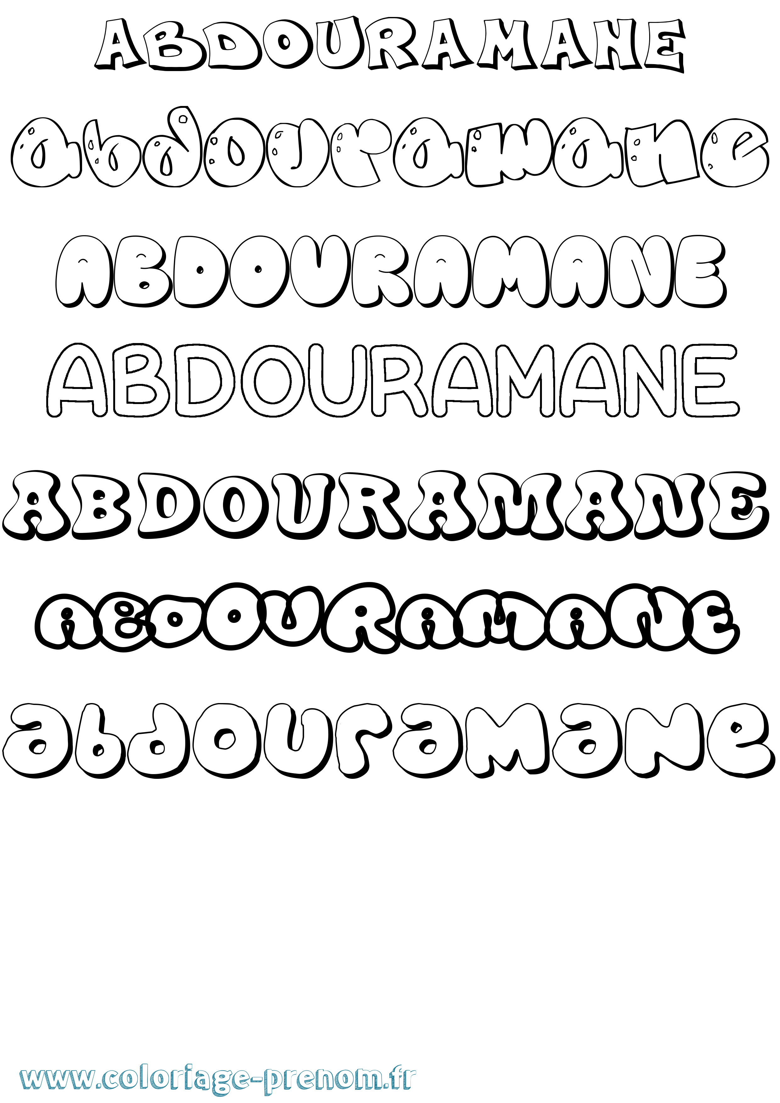 Coloriage prénom Abdouramane Bubble