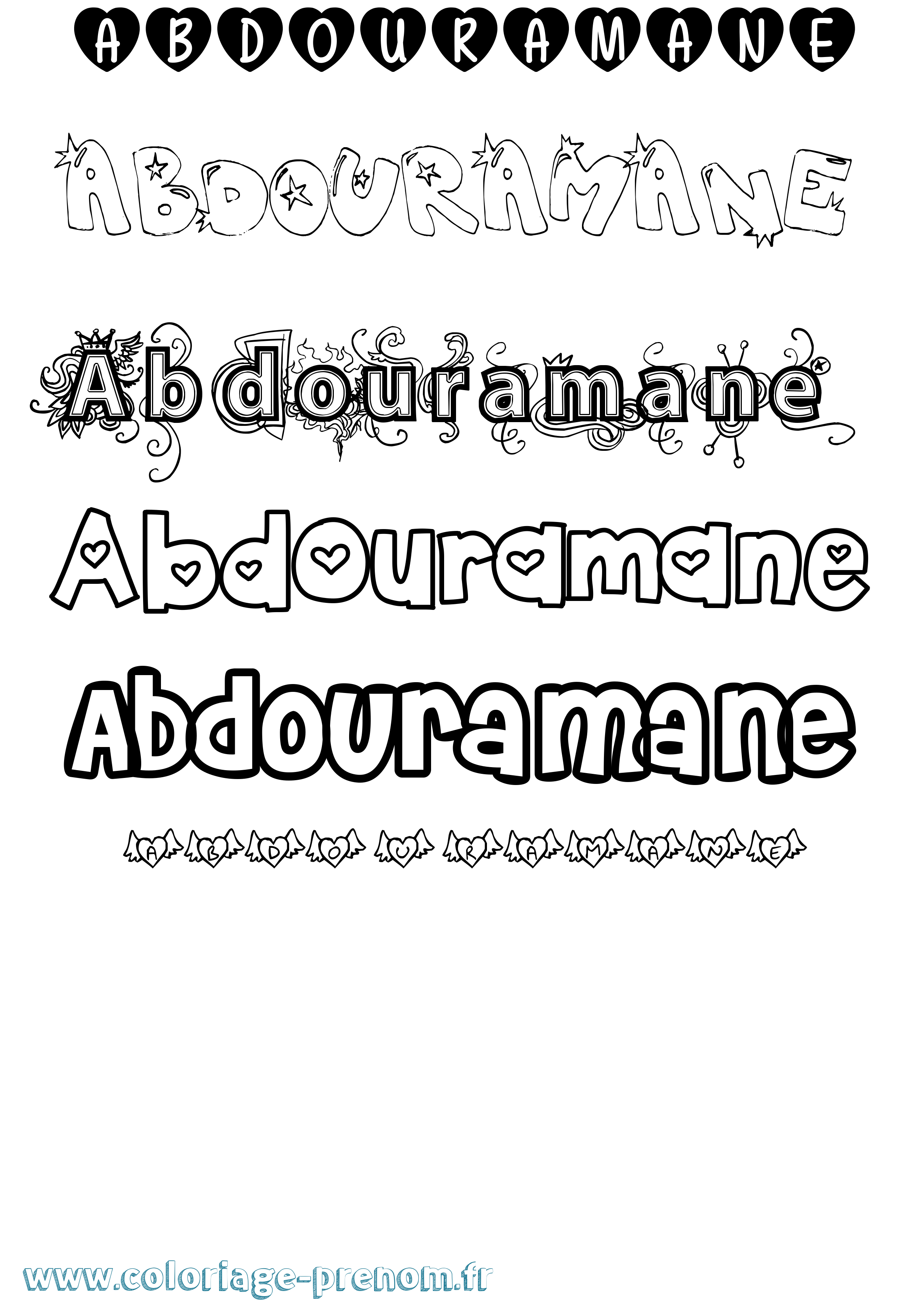 Coloriage prénom Abdouramane Girly