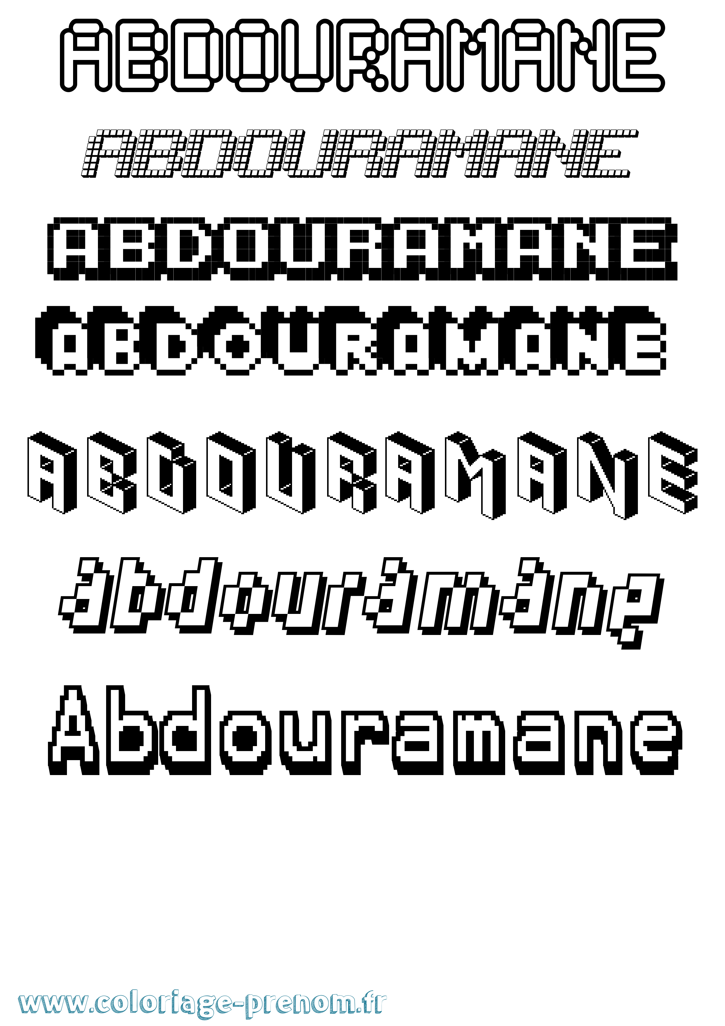 Coloriage prénom Abdouramane Pixel