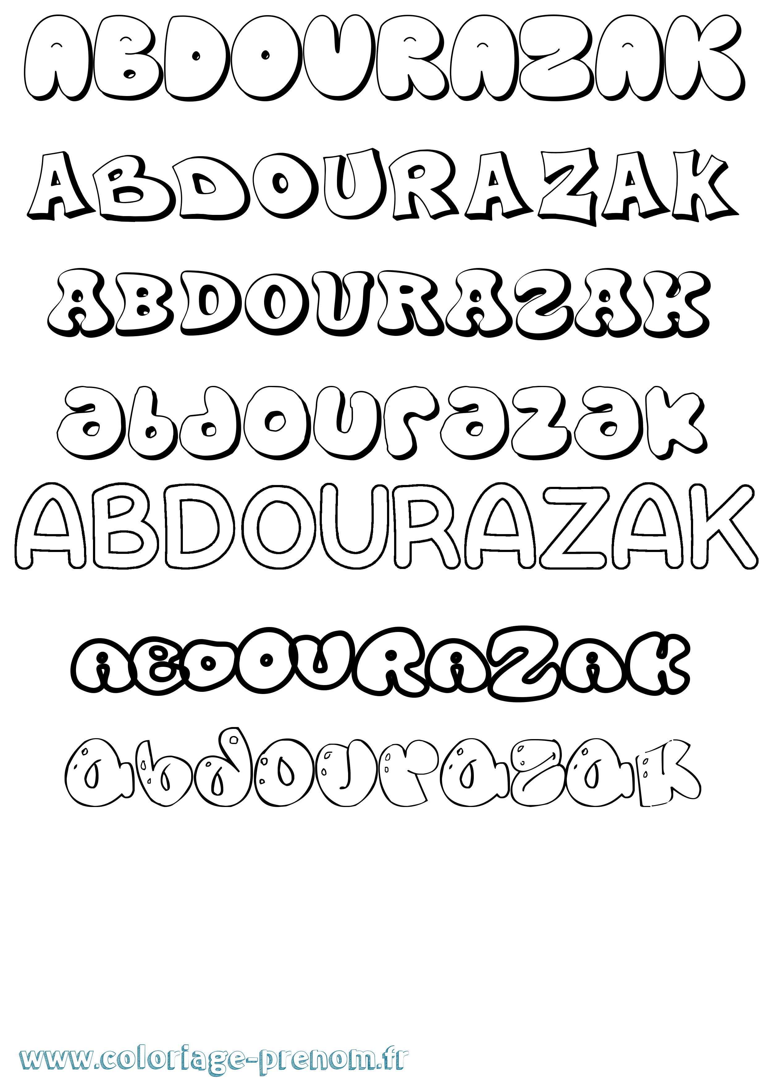 Coloriage prénom Abdourazak Bubble