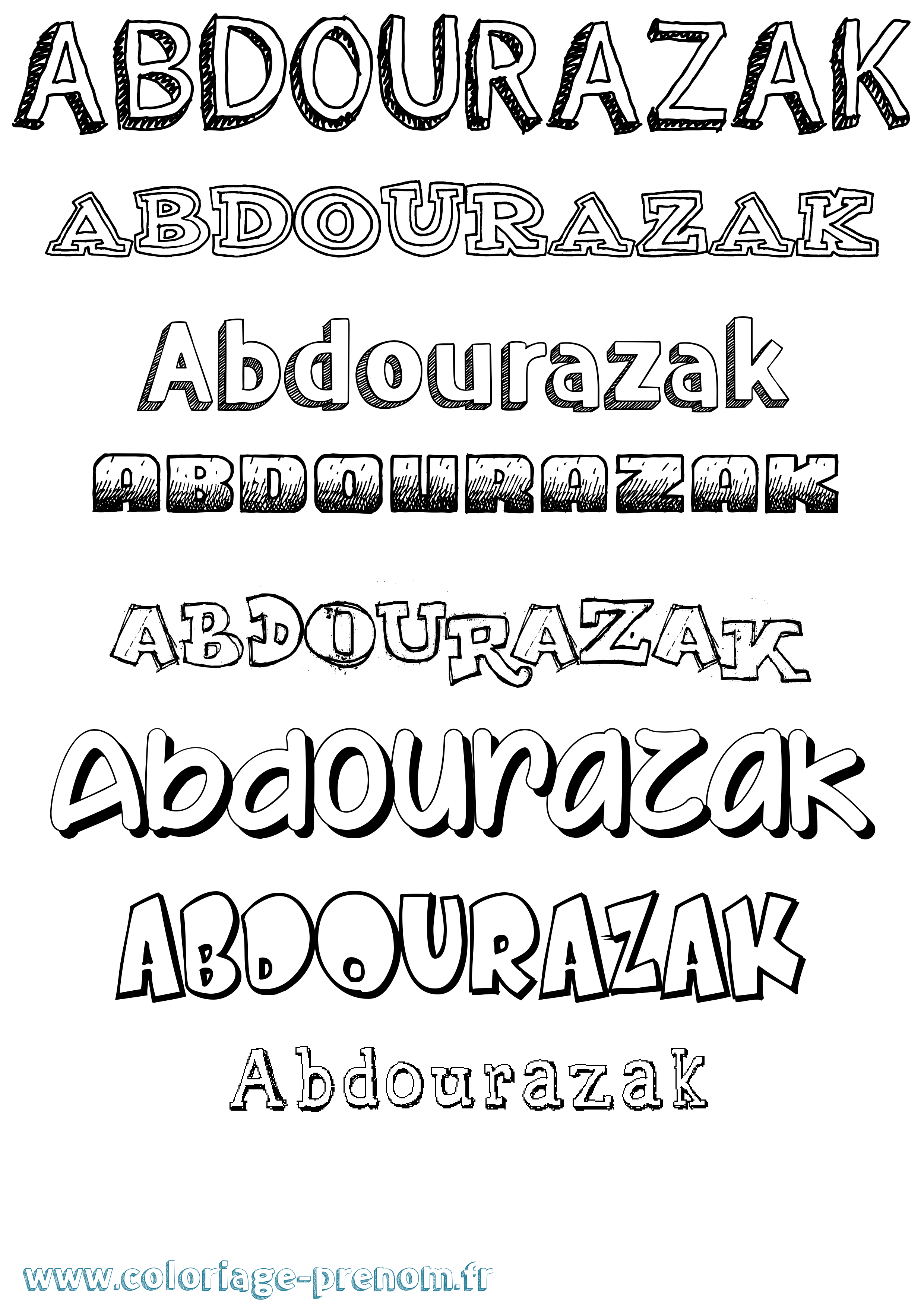 Coloriage prénom Abdourazak Dessiné
