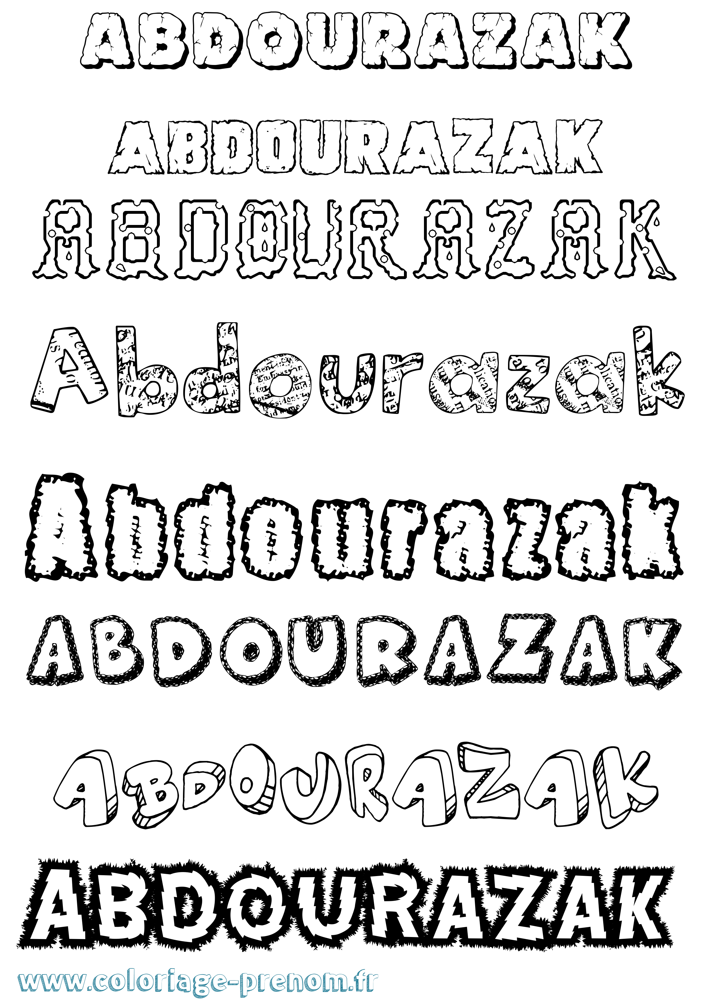 Coloriage prénom Abdourazak Destructuré