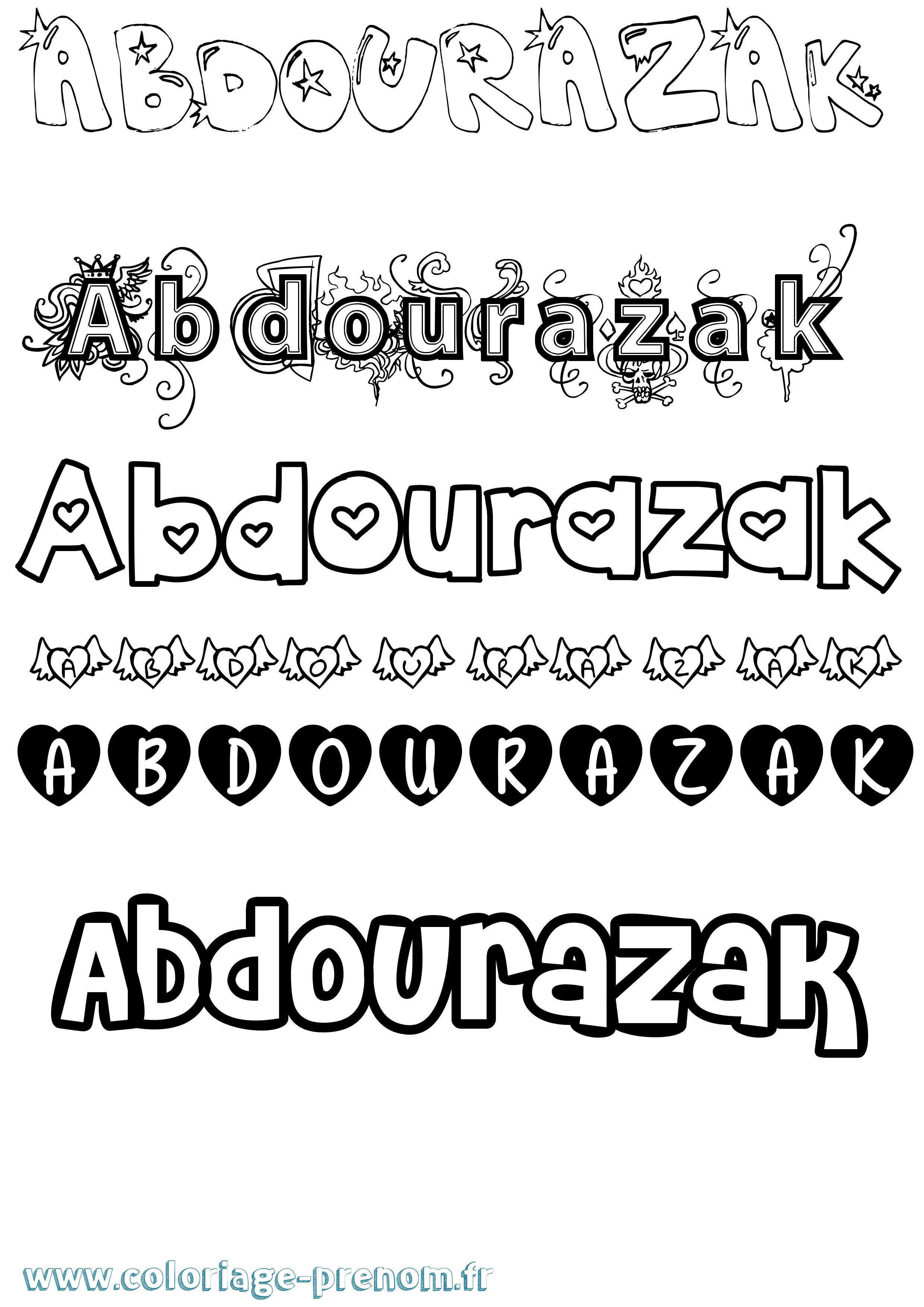 Coloriage prénom Abdourazak Girly