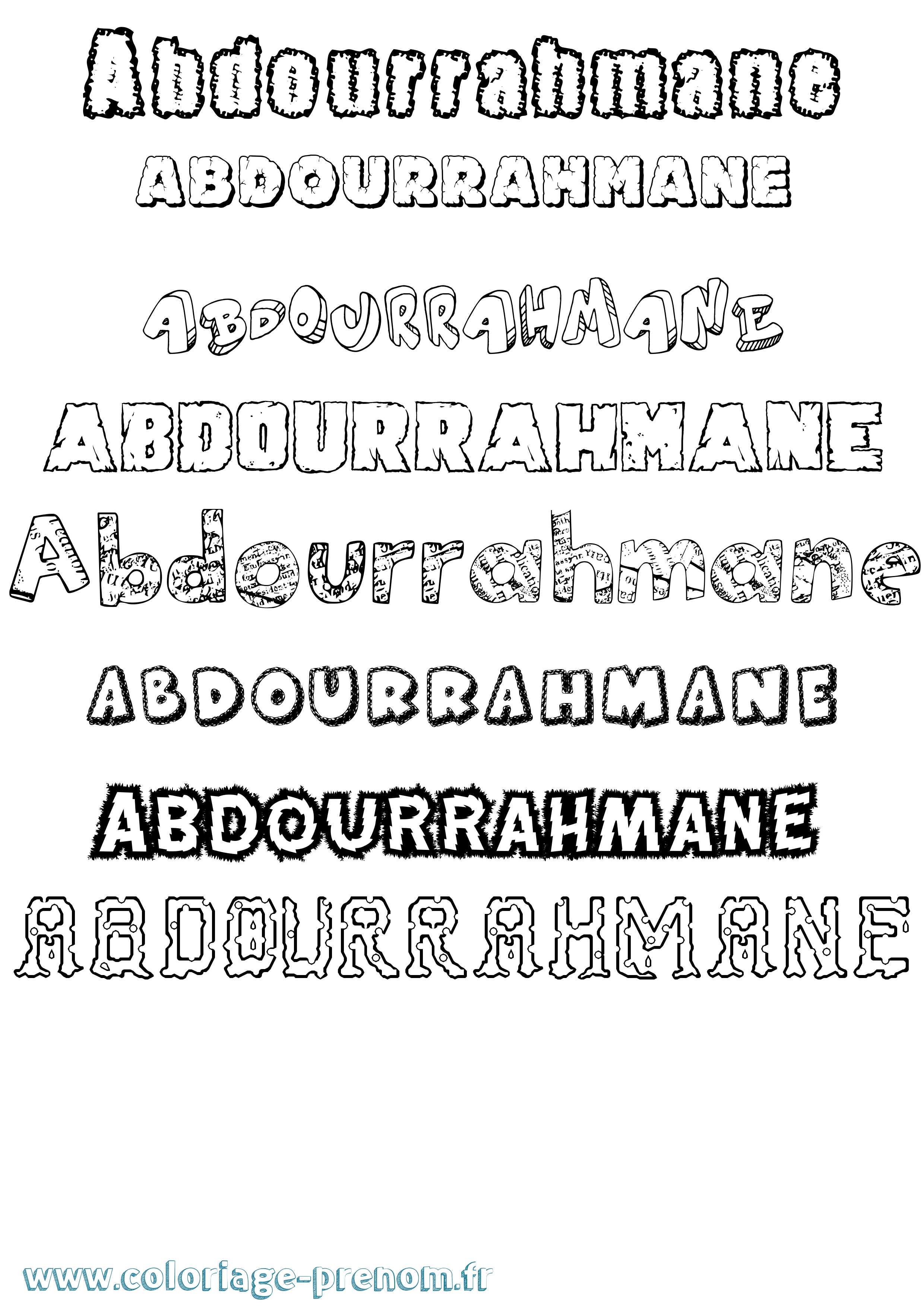 Coloriage prénom Abdourrahmane Destructuré
