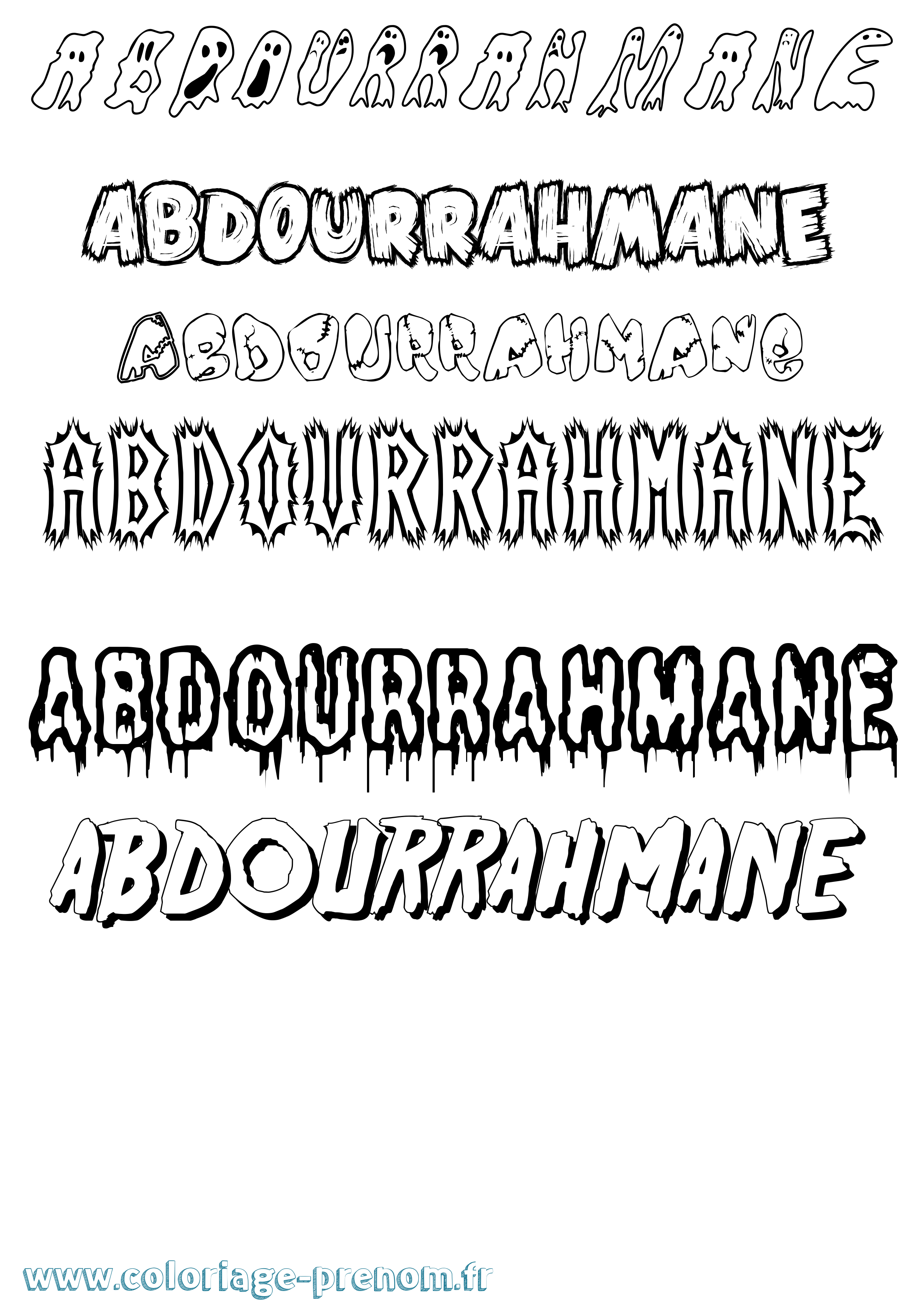 Coloriage prénom Abdourrahmane Frisson
