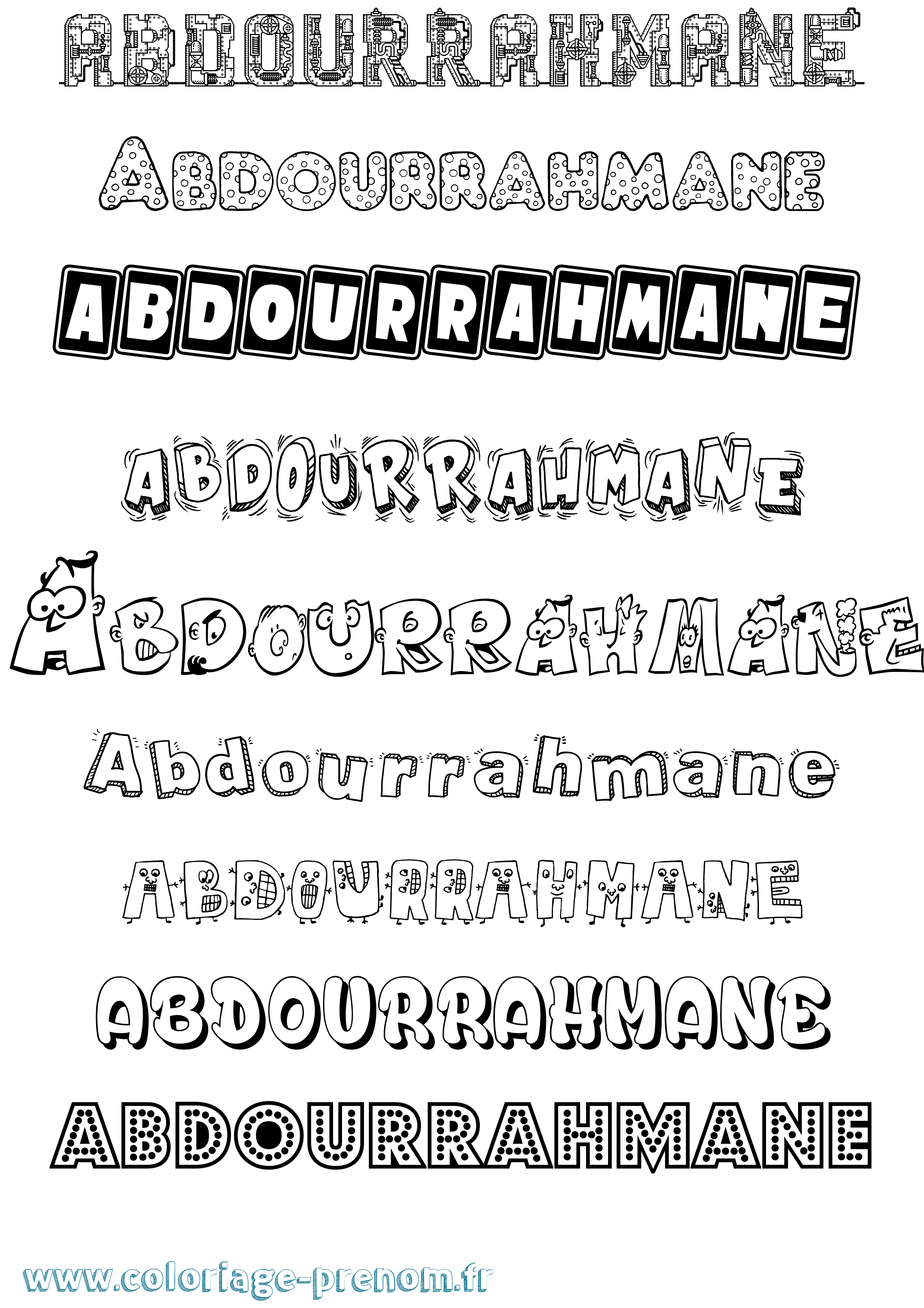 Coloriage prénom Abdourrahmane Fun