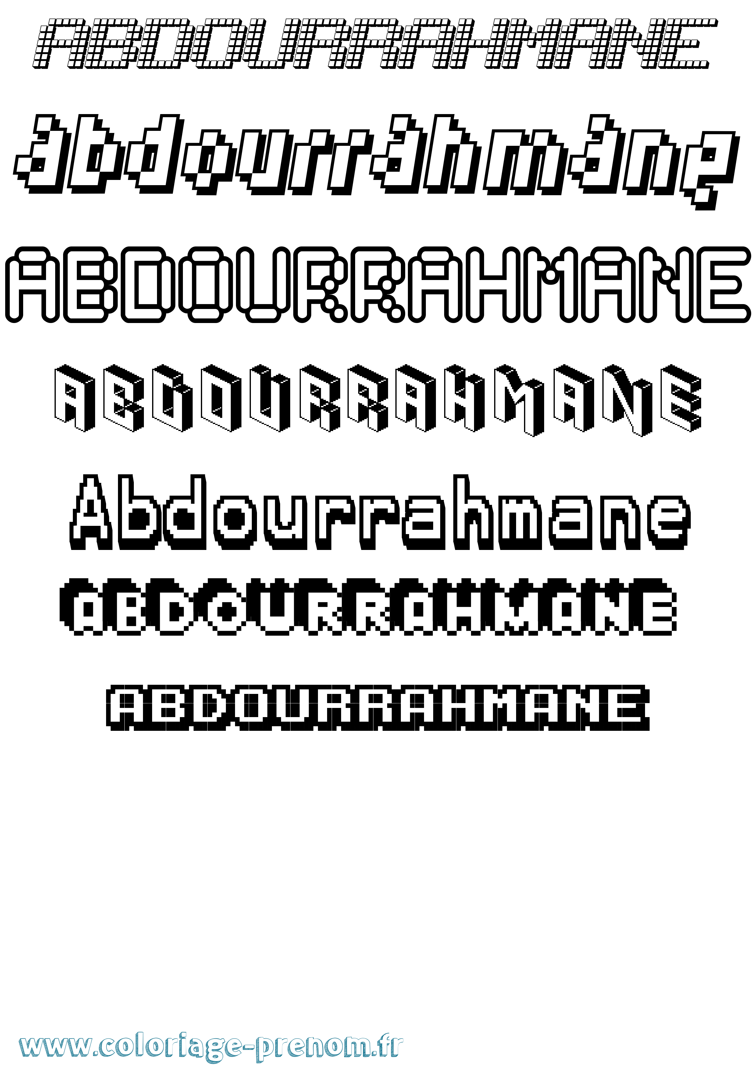 Coloriage prénom Abdourrahmane Pixel