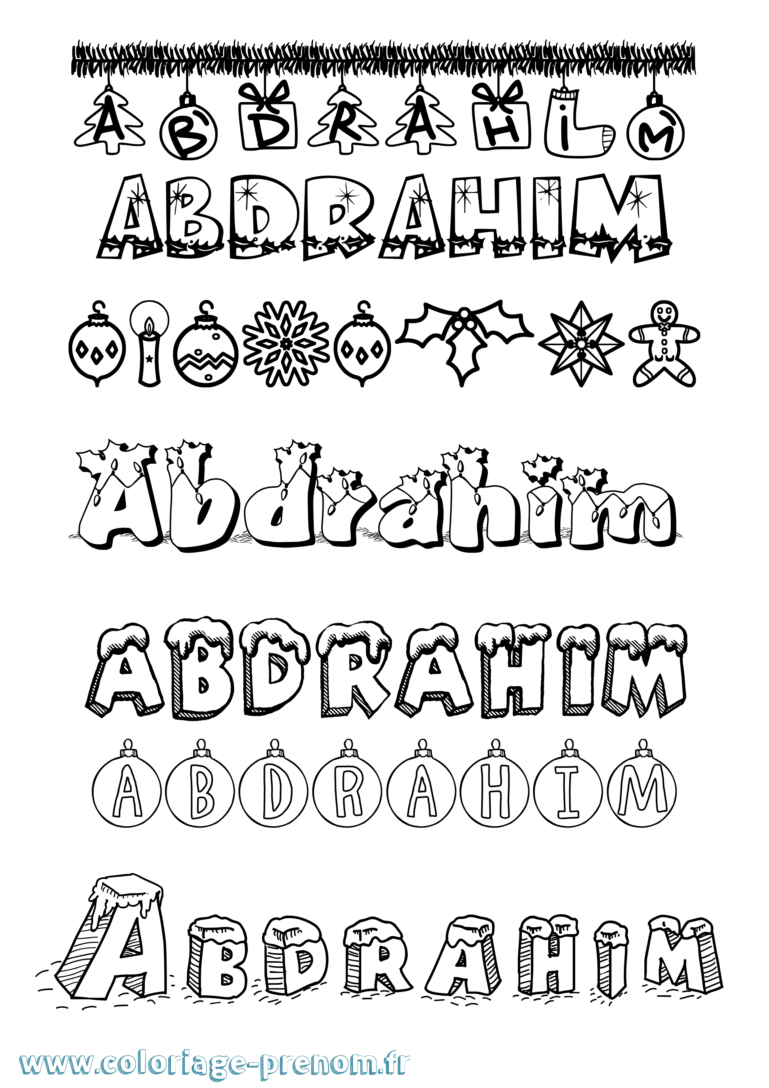 Coloriage prénom Abdrahim Noël