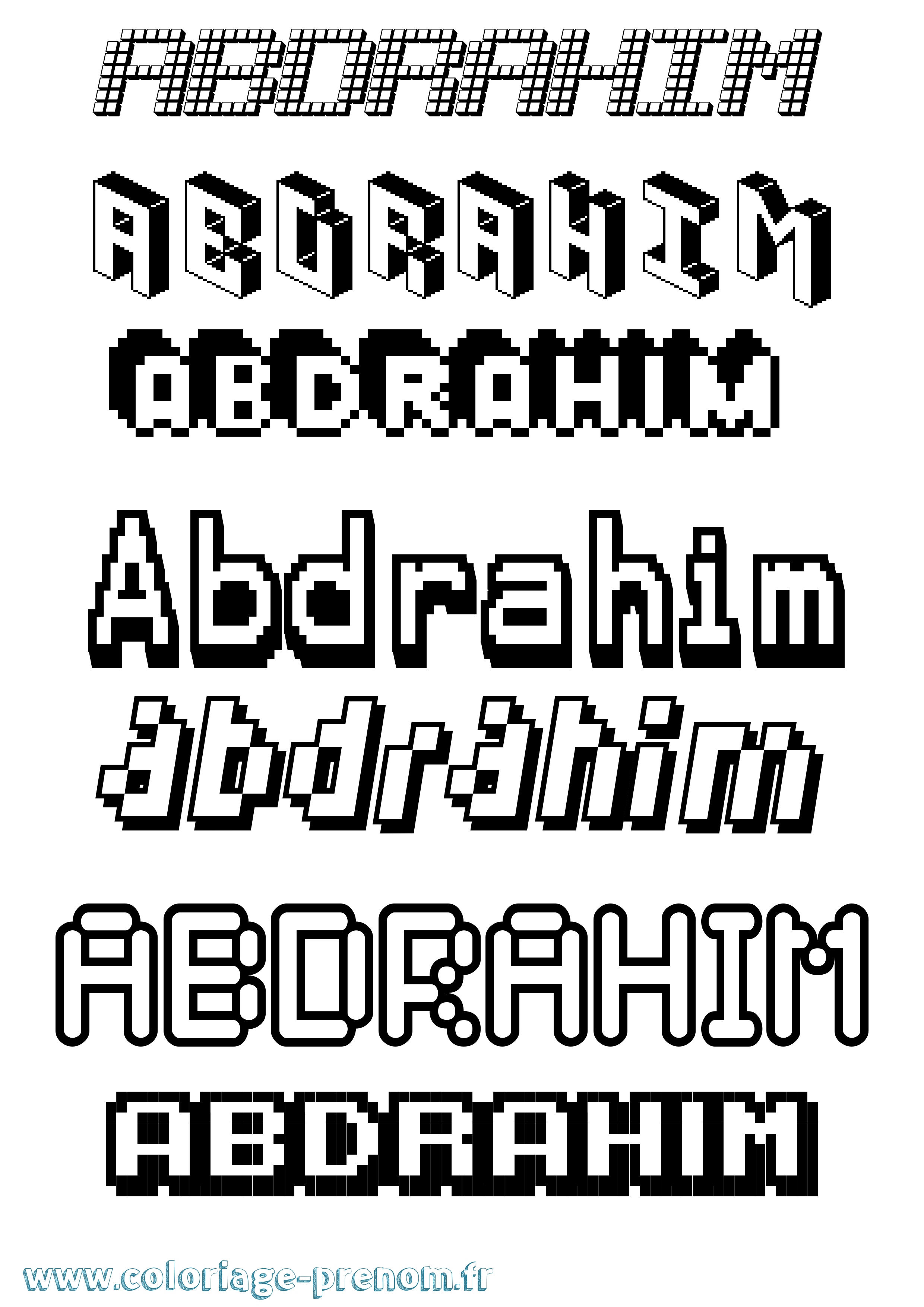 Coloriage prénom Abdrahim Pixel