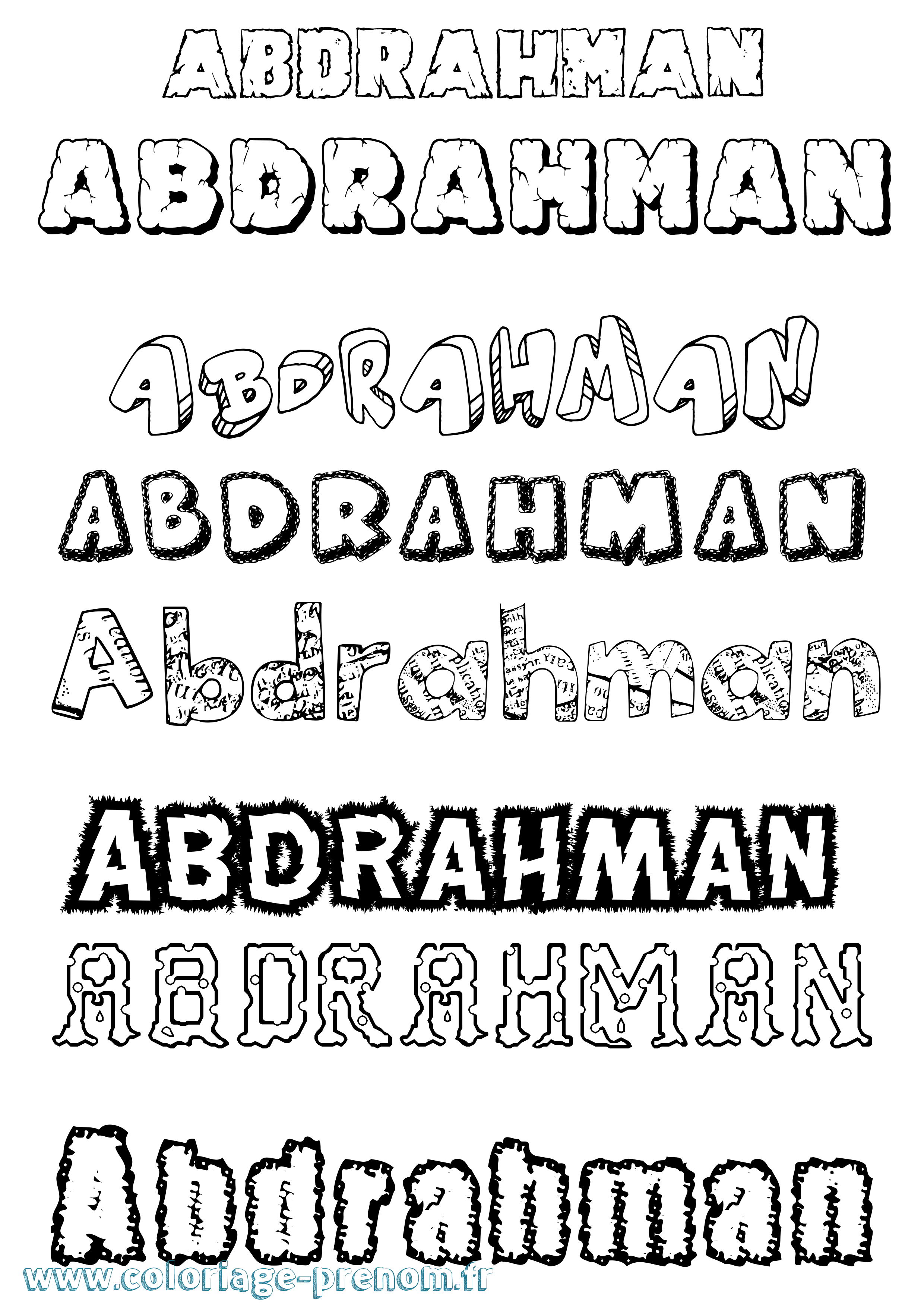 Coloriage prénom Abdrahman Destructuré