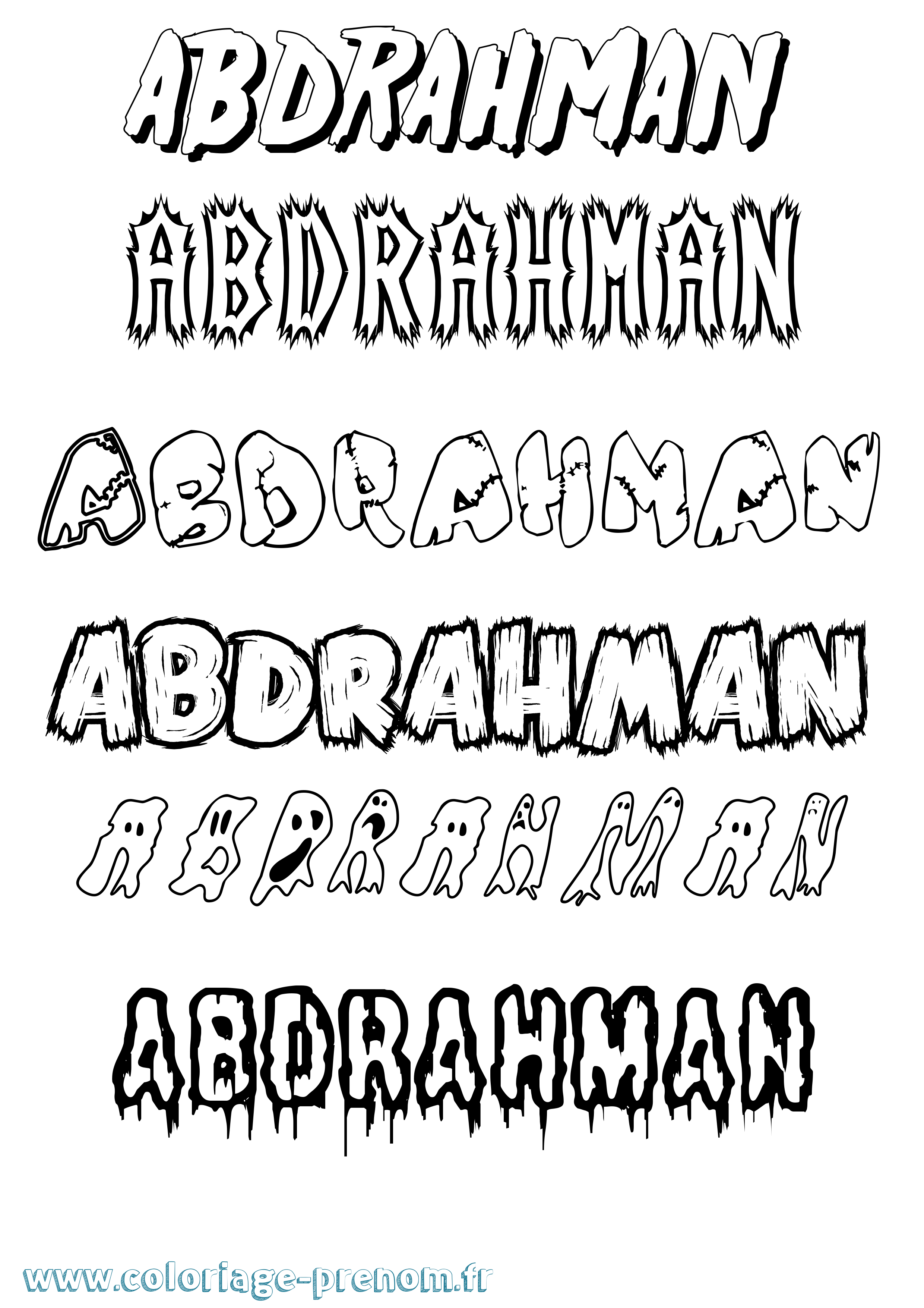 Coloriage prénom Abdrahman Frisson