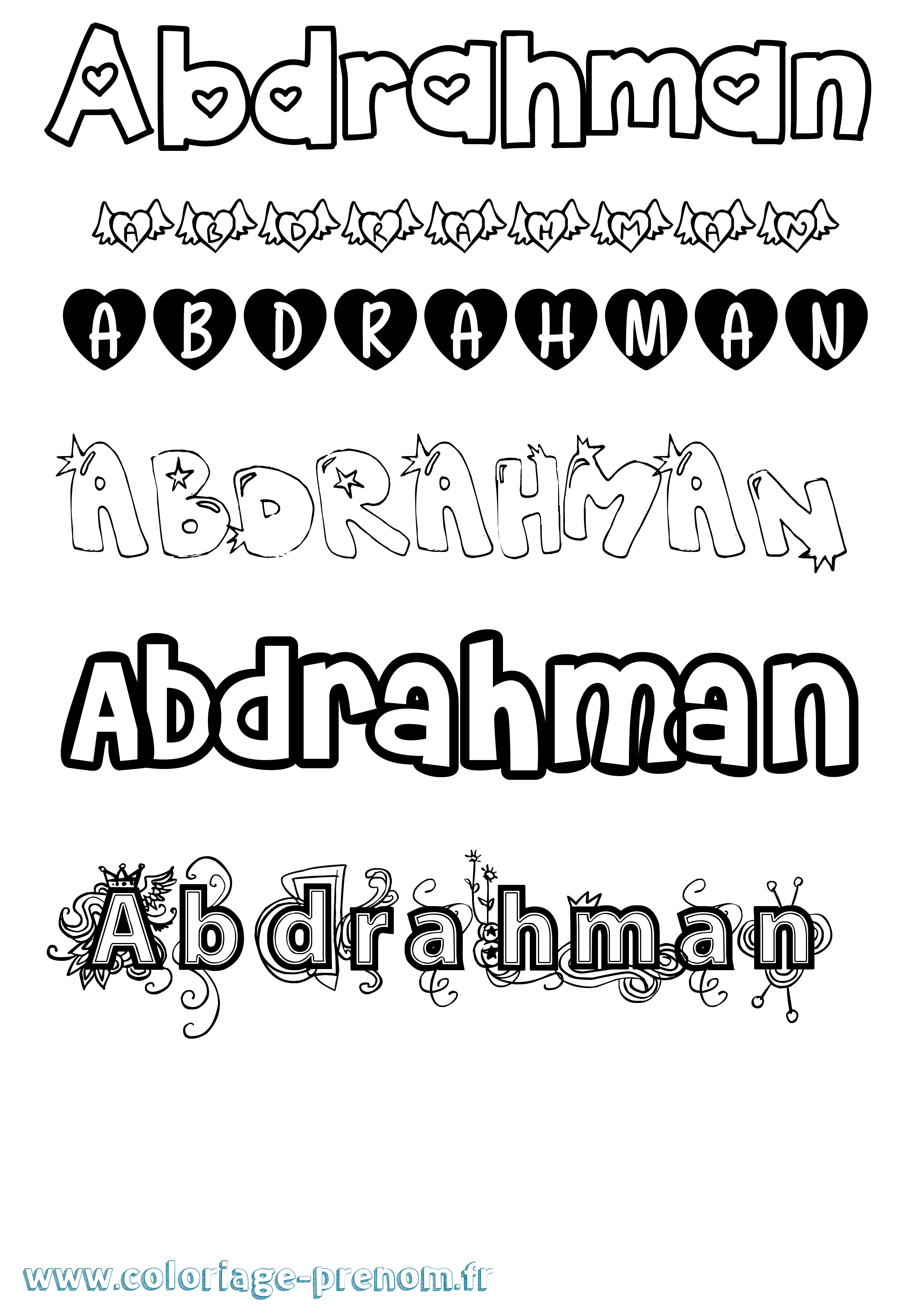 Coloriage prénom Abdrahman Girly