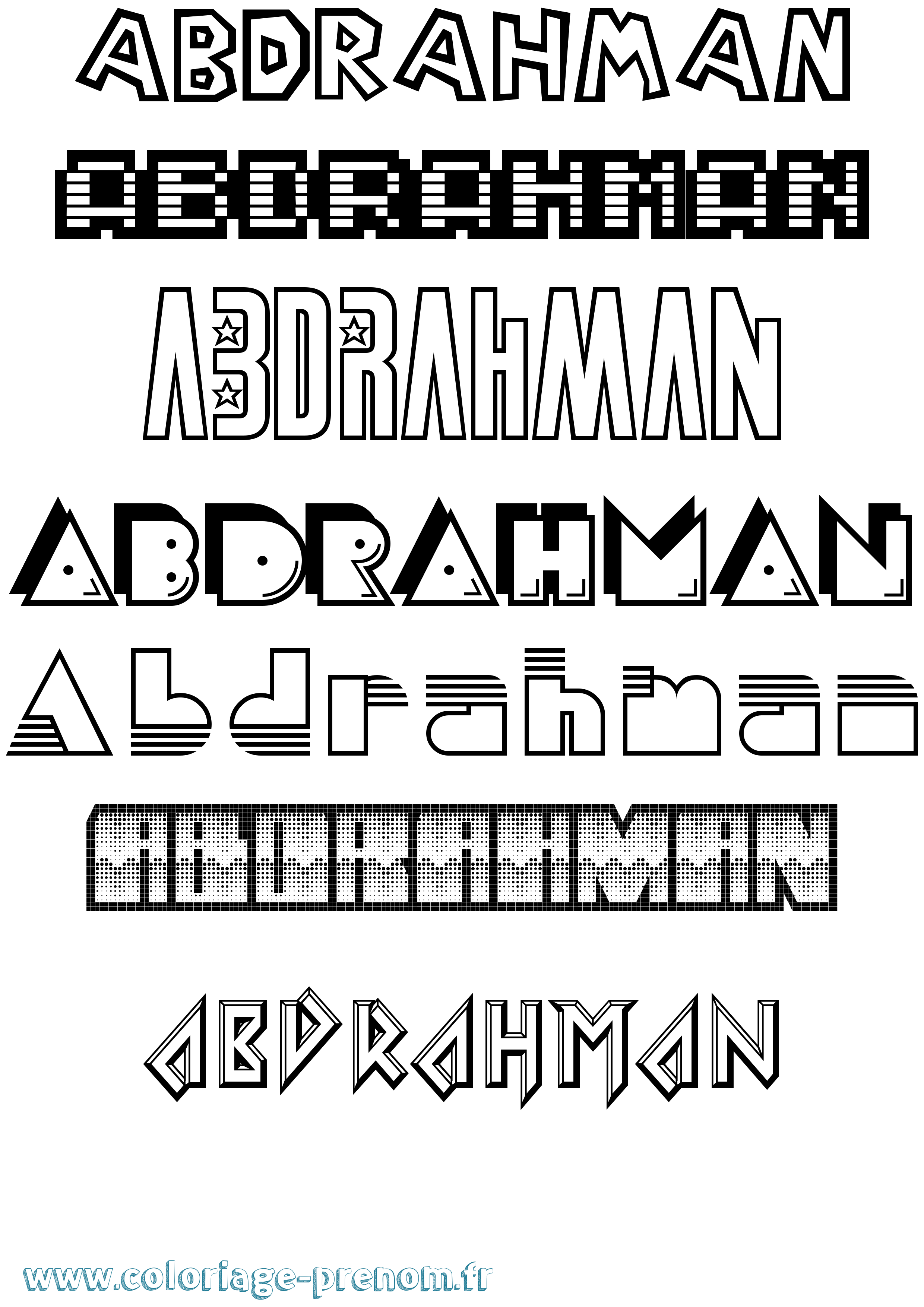 Coloriage prénom Abdrahman Jeux Vidéos