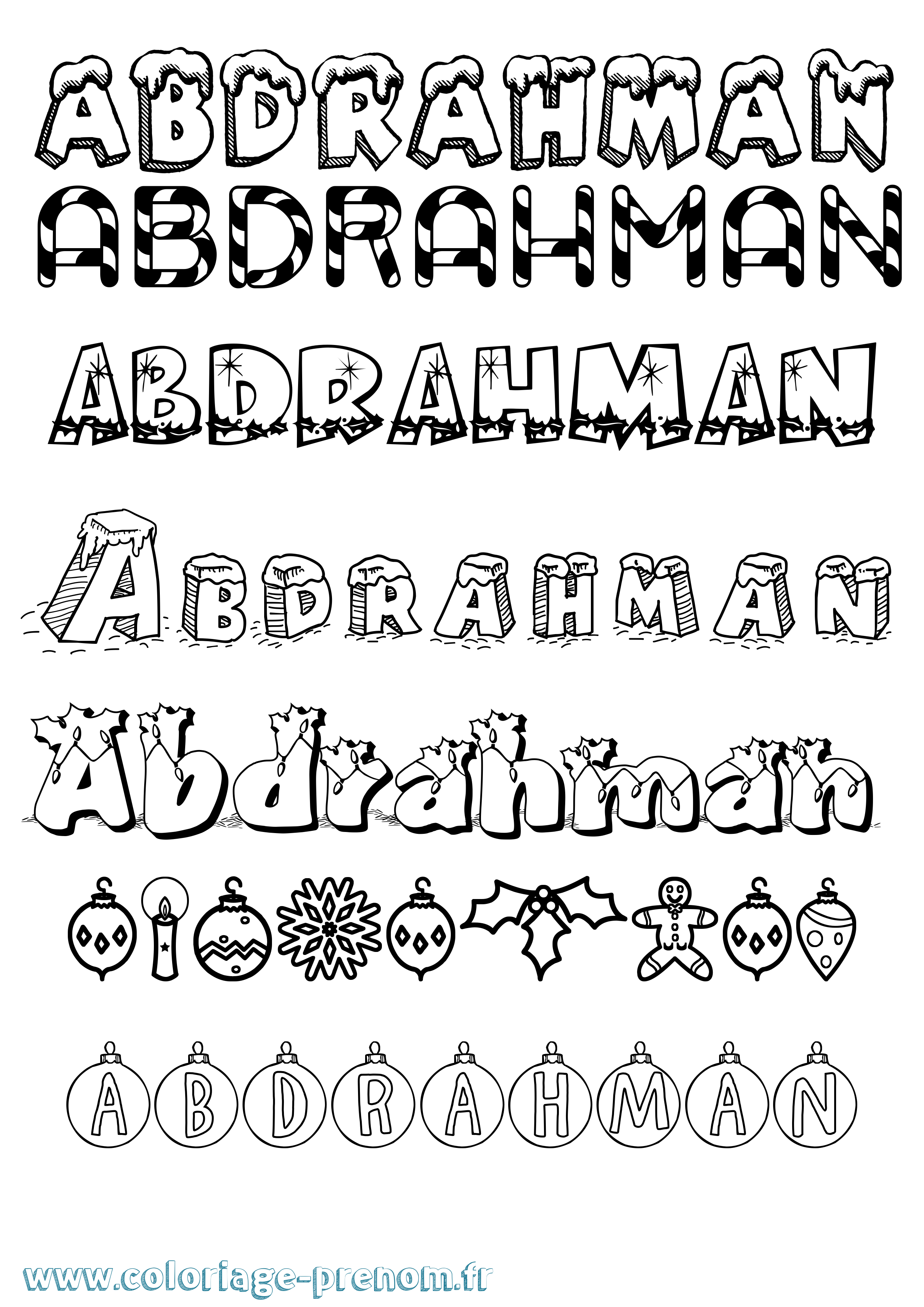 Coloriage prénom Abdrahman Noël
