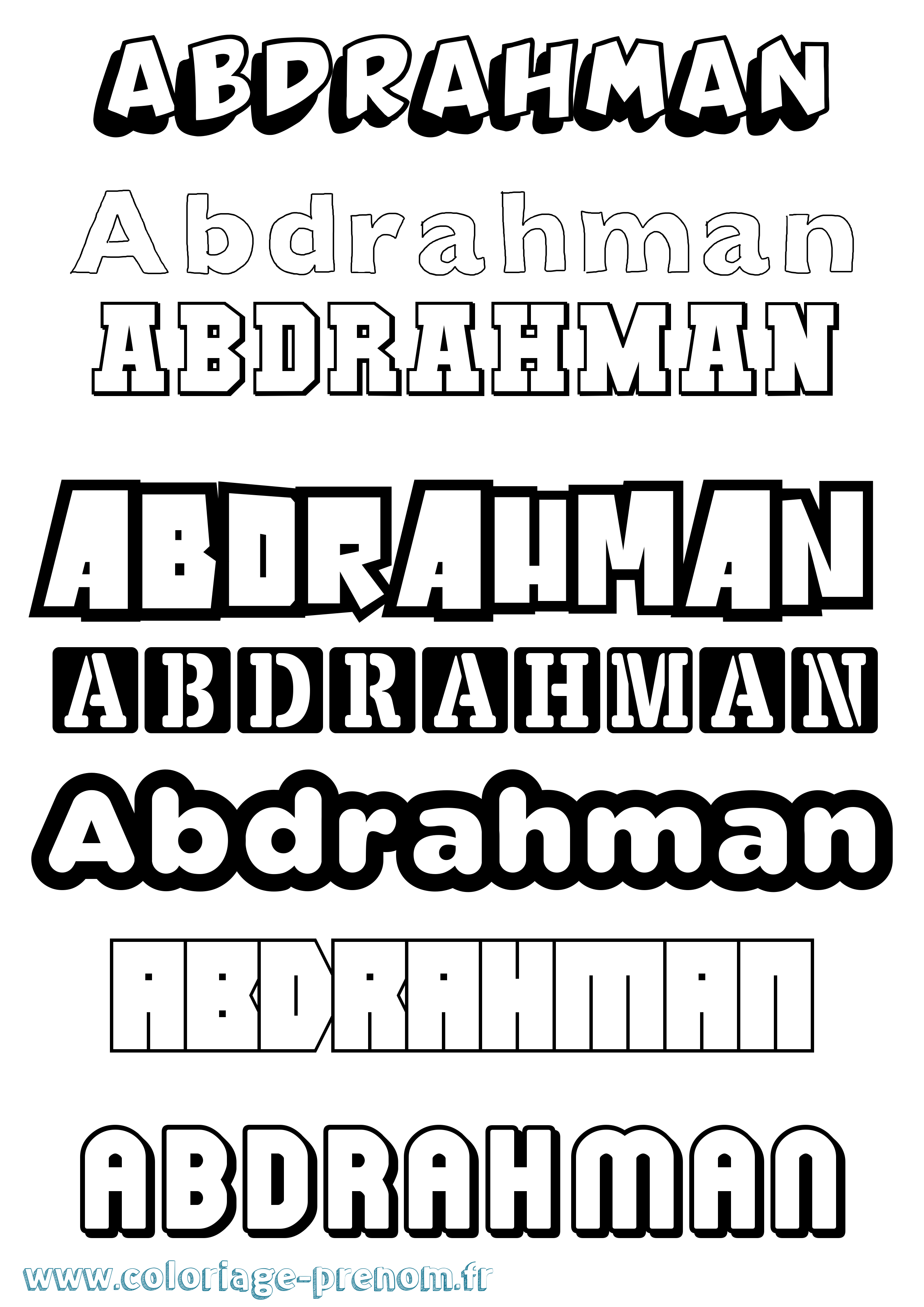Coloriage prénom Abdrahman Simple