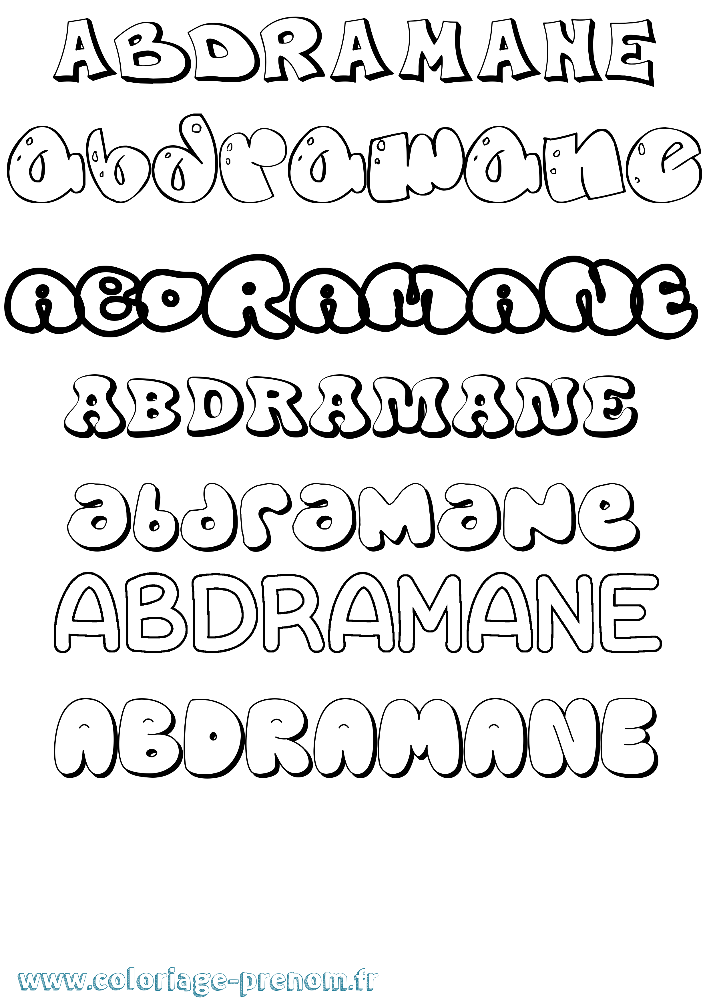 Coloriage prénom Abdramane Bubble