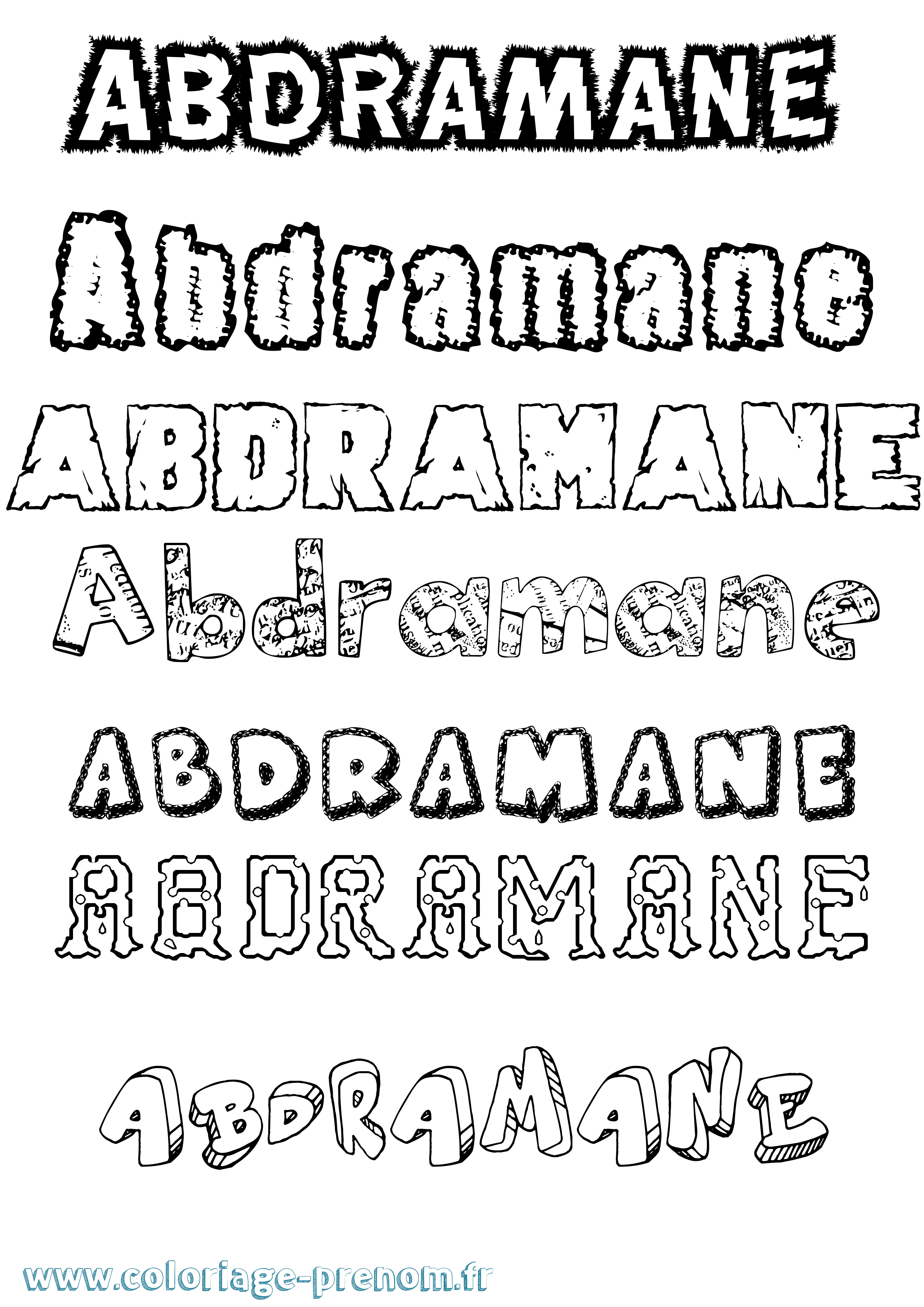 Coloriage prénom Abdramane Destructuré