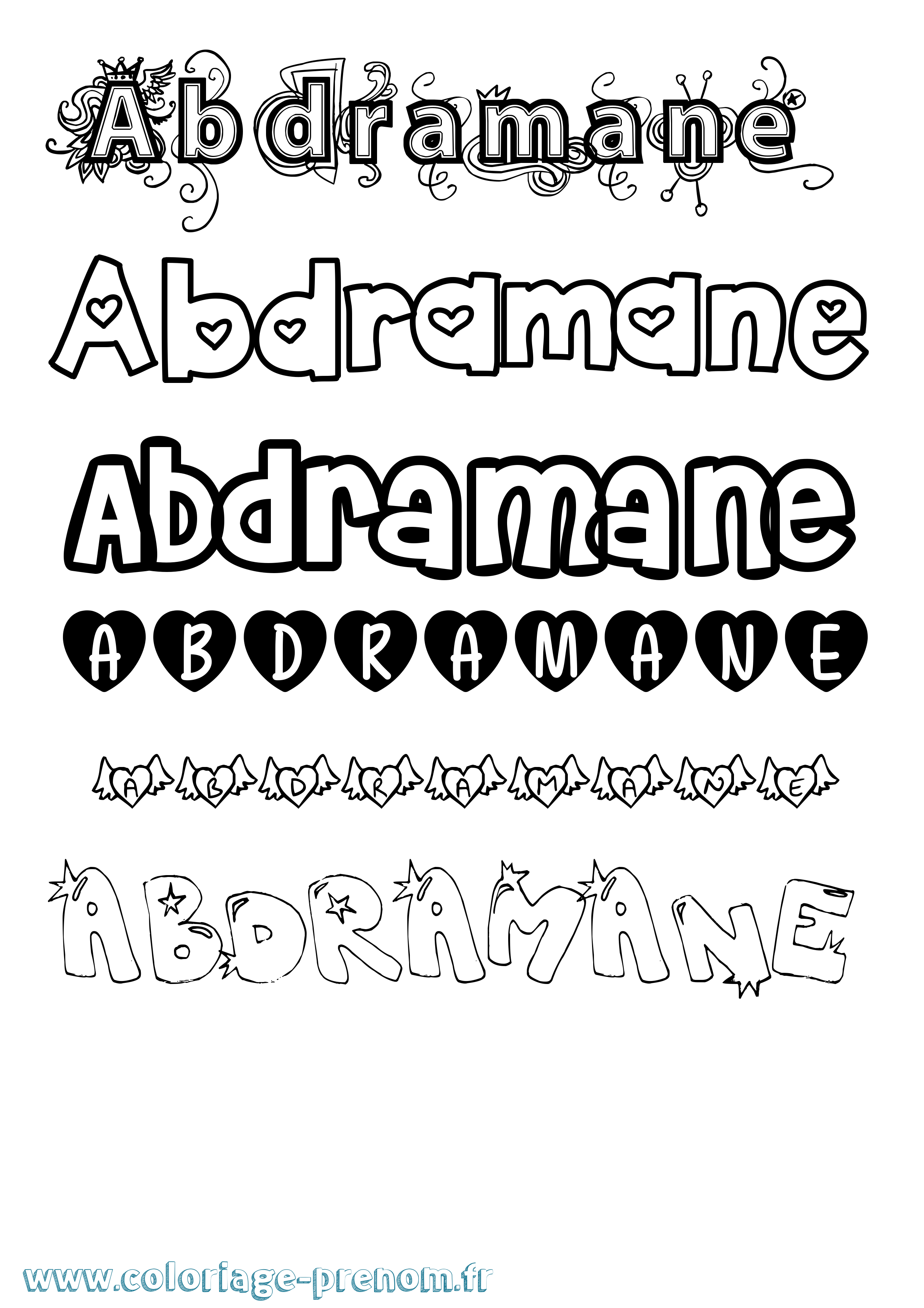 Coloriage prénom Abdramane Girly