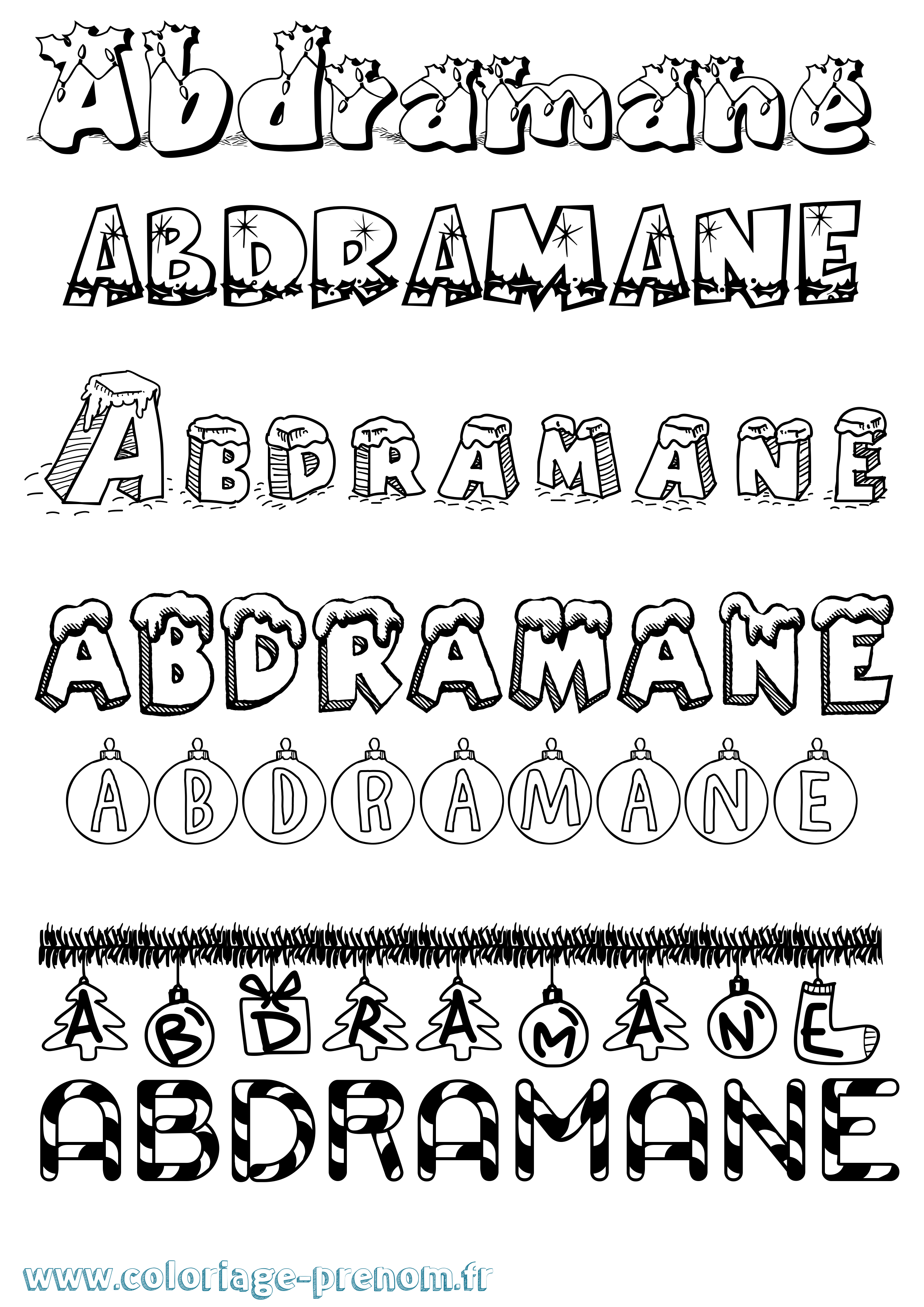 Coloriage prénom Abdramane Noël