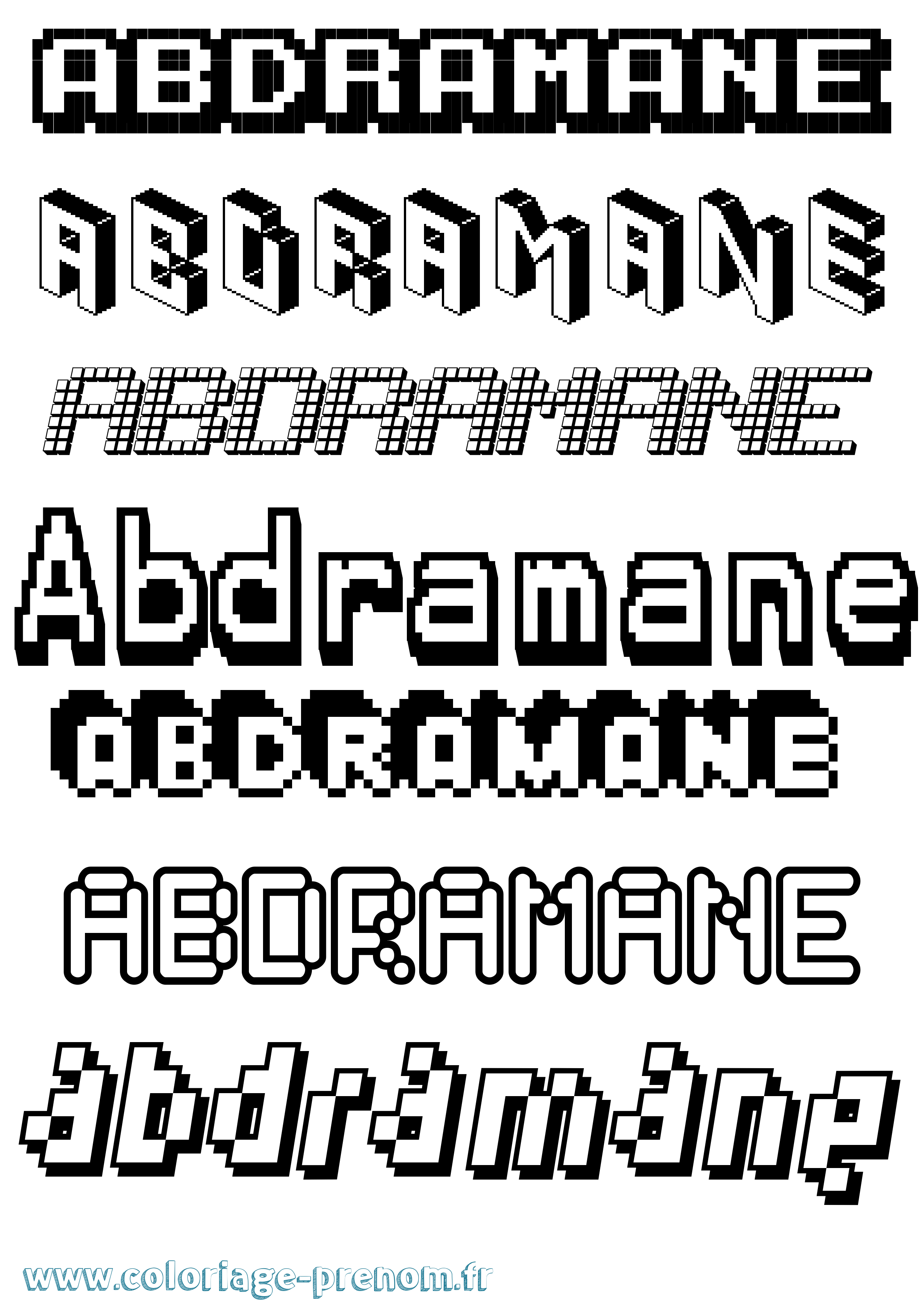 Coloriage prénom Abdramane Pixel