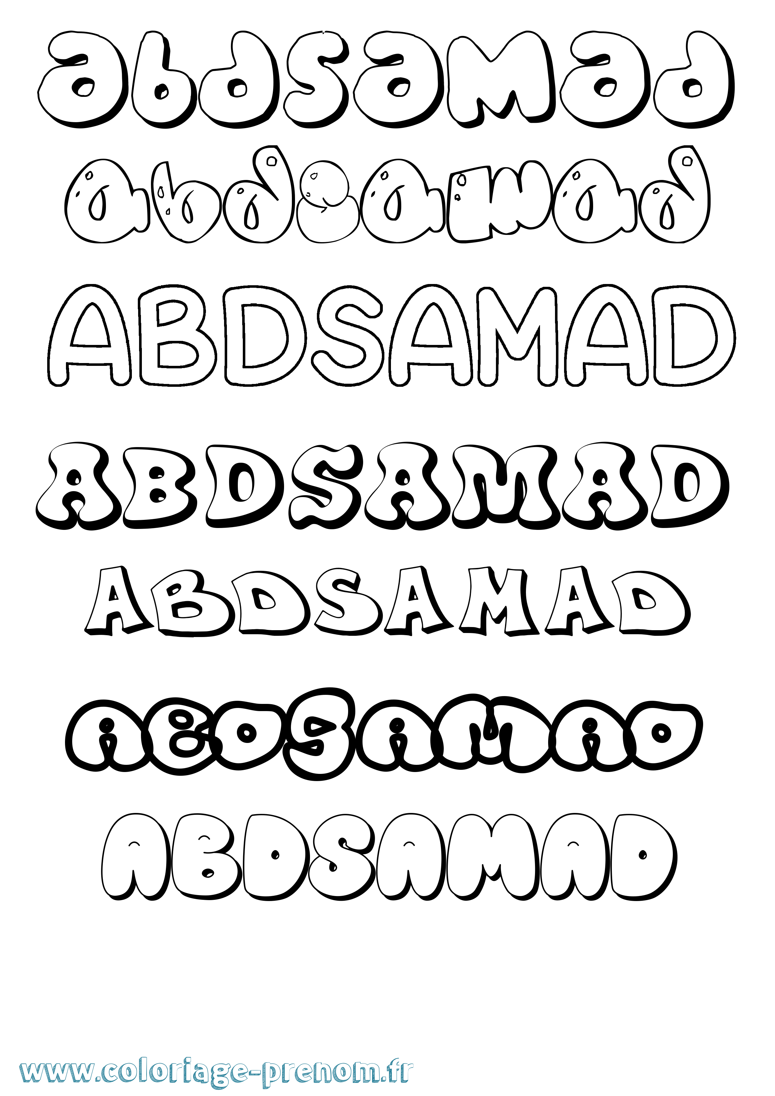 Coloriage prénom Abdsamad Bubble