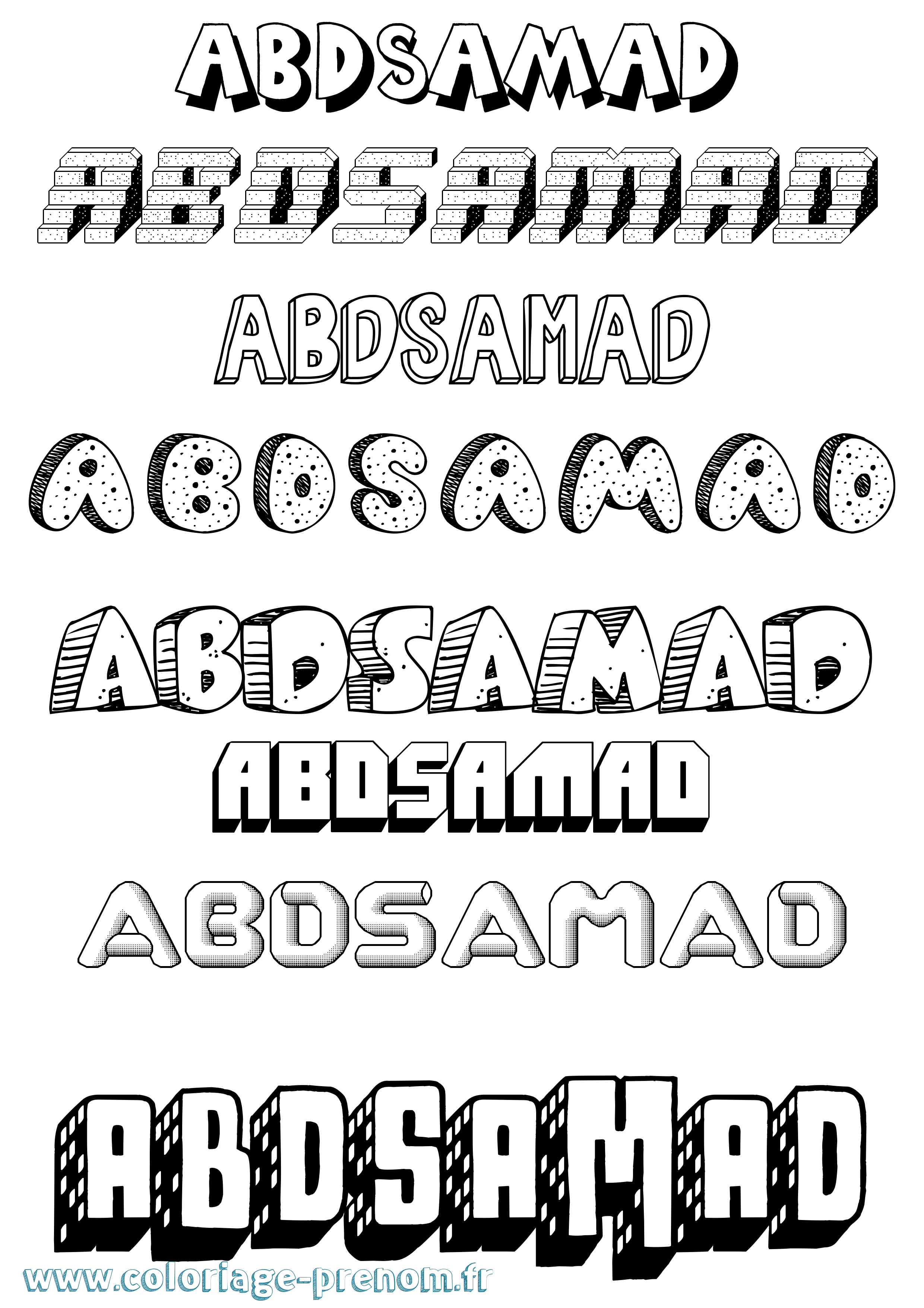 Coloriage prénom Abdsamad Effet 3D
