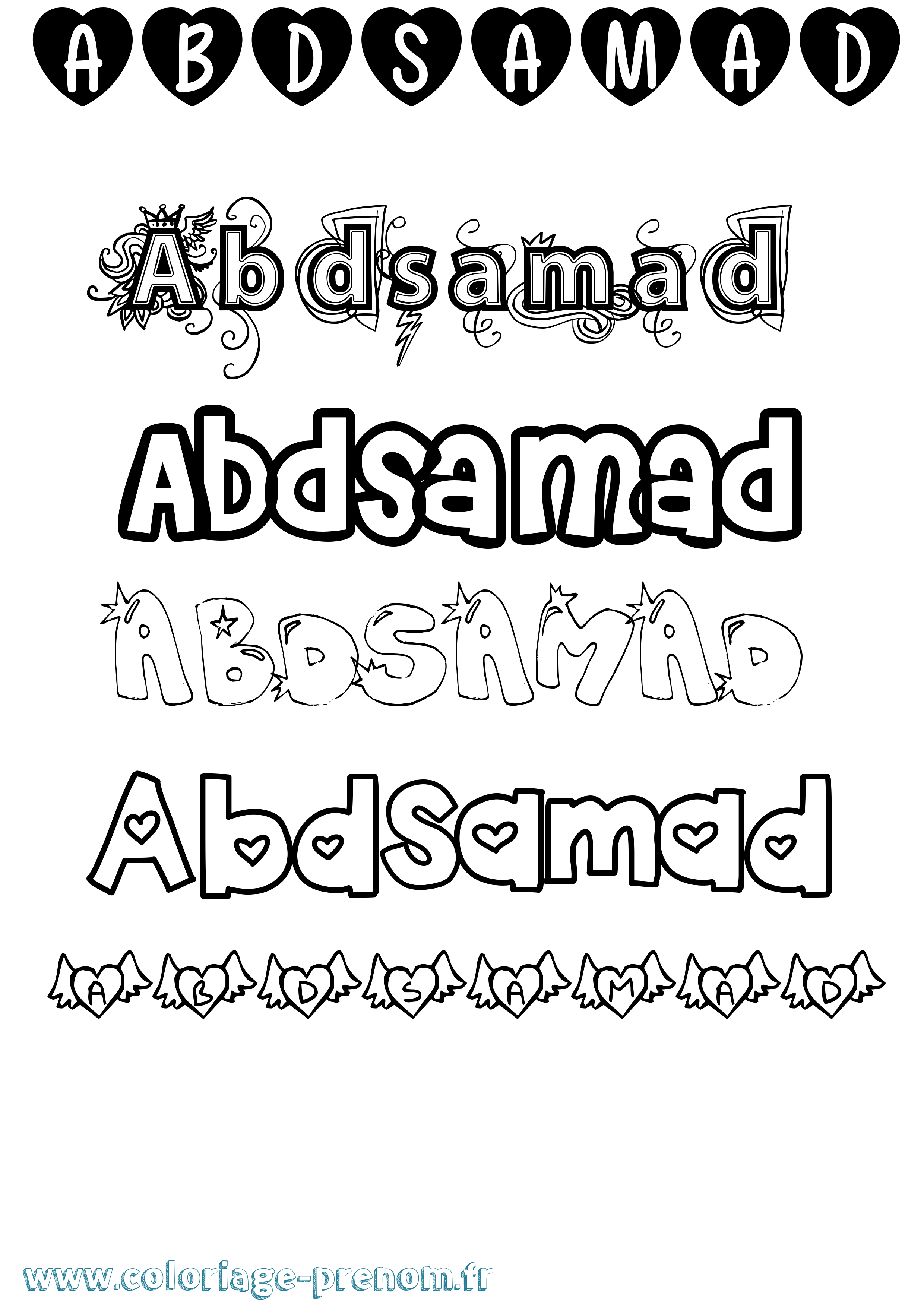 Coloriage prénom Abdsamad Girly