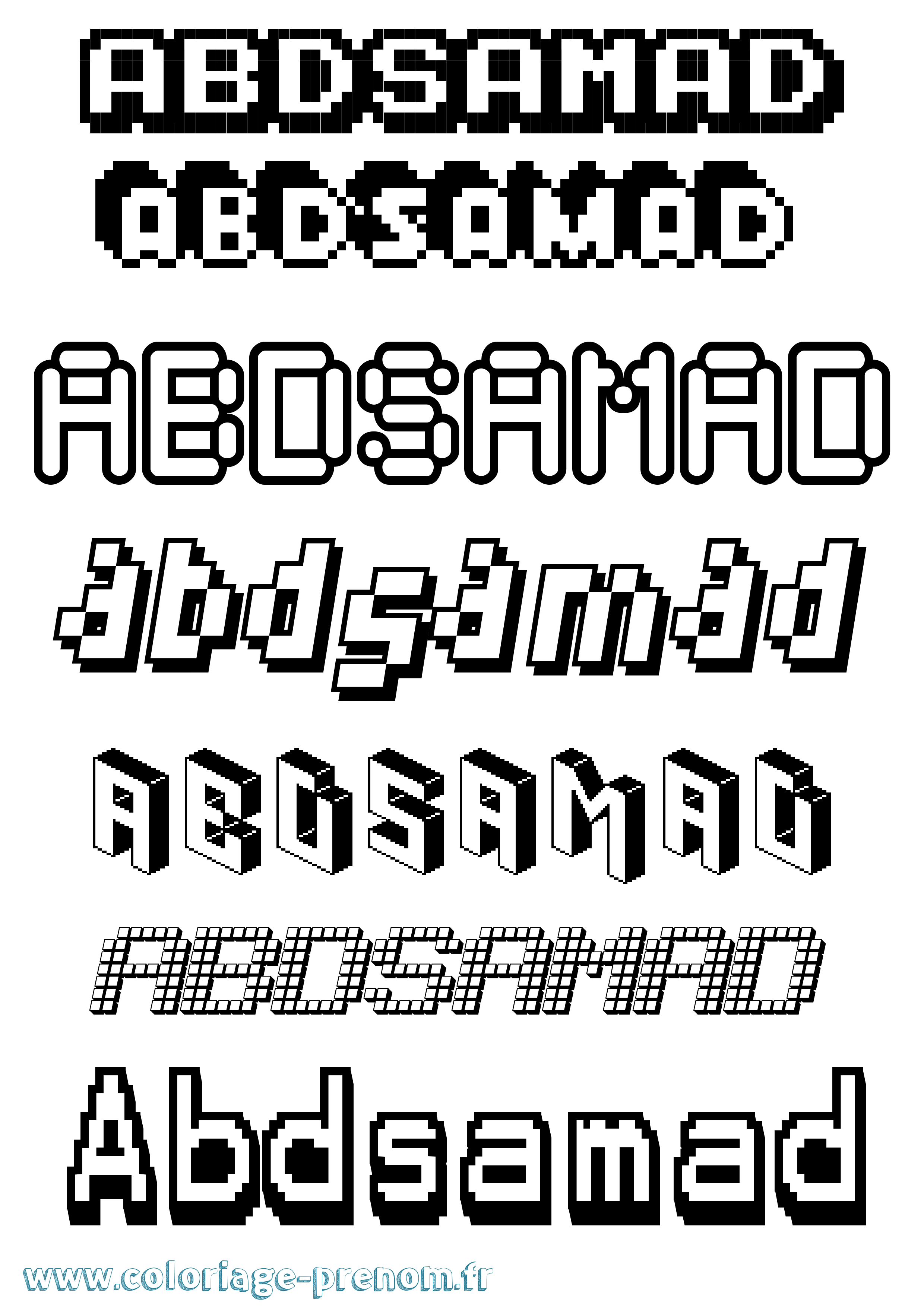 Coloriage prénom Abdsamad Pixel